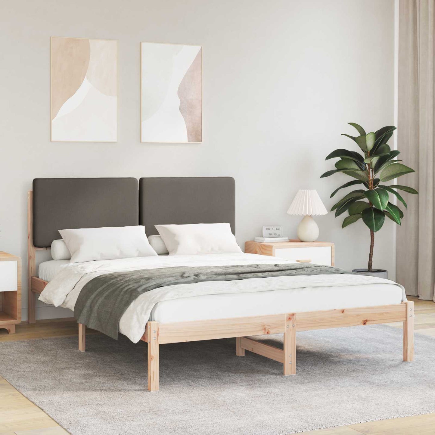 Bedframe met Gevoerd Hoofdgedeelte Taupe 150 x 200 cm is nu te koop bij PeponiXL, paradijselijk wonen!