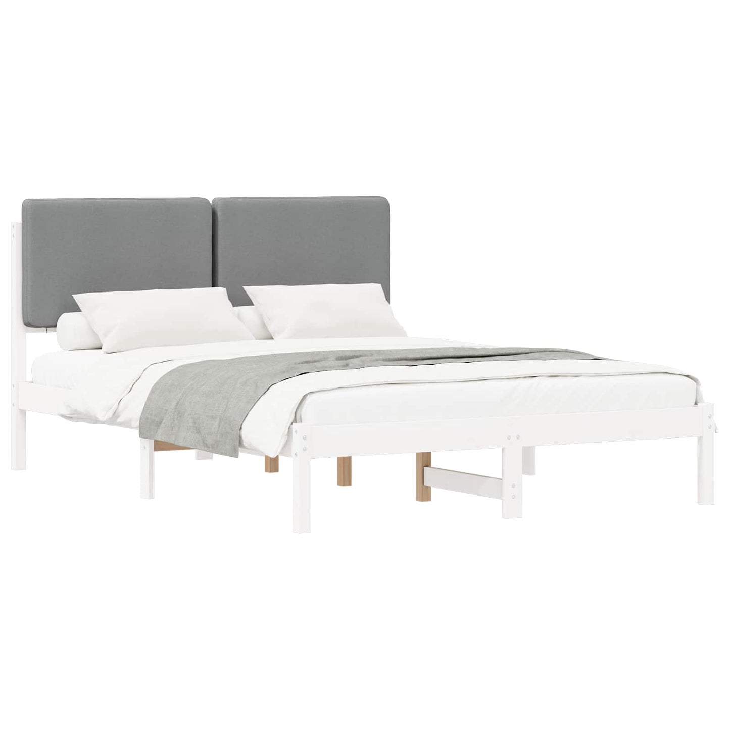 Bedframe met Gevoerd Hoofdgedeelte Lichtgrijs 150 x 200 cm is nu te koop bij PeponiXL, paradijselijk wonen!
