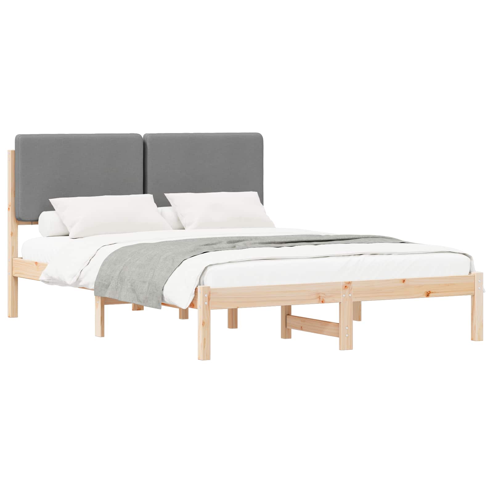 Bedframe met Gevoerd Hoofdgedeelte Lichtgrijs 140 x 200 cm is nu te koop bij PeponiXL, paradijselijk wonen!