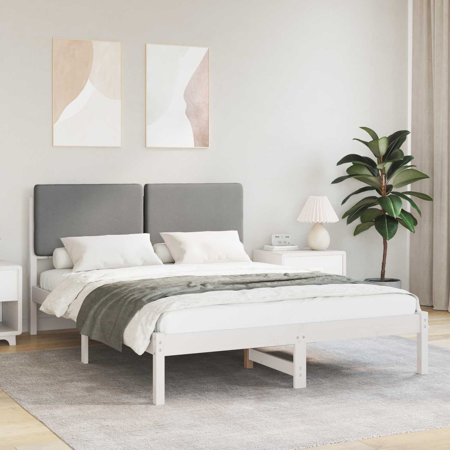 Bedframe met Gevoerd Hoofdgedeelte Lichtgrijs 140 x 200 cm is nu te koop bij PeponiXL, paradijselijk wonen!