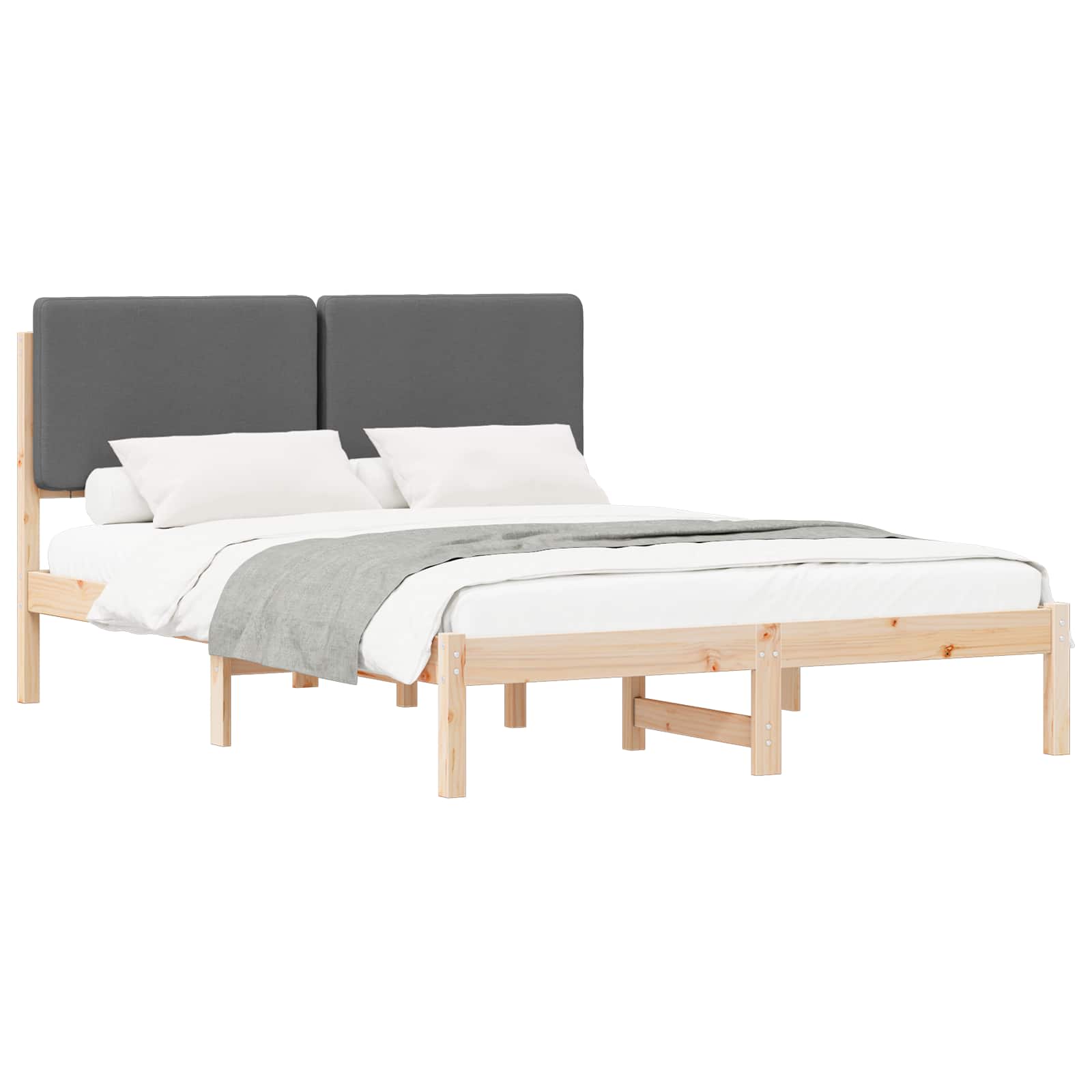 Bedframe met Gevoerd Hoofdgedeelte Donkergrijs 140 x 190 cm is nu te koop bij PeponiXL, paradijselijk wonen!