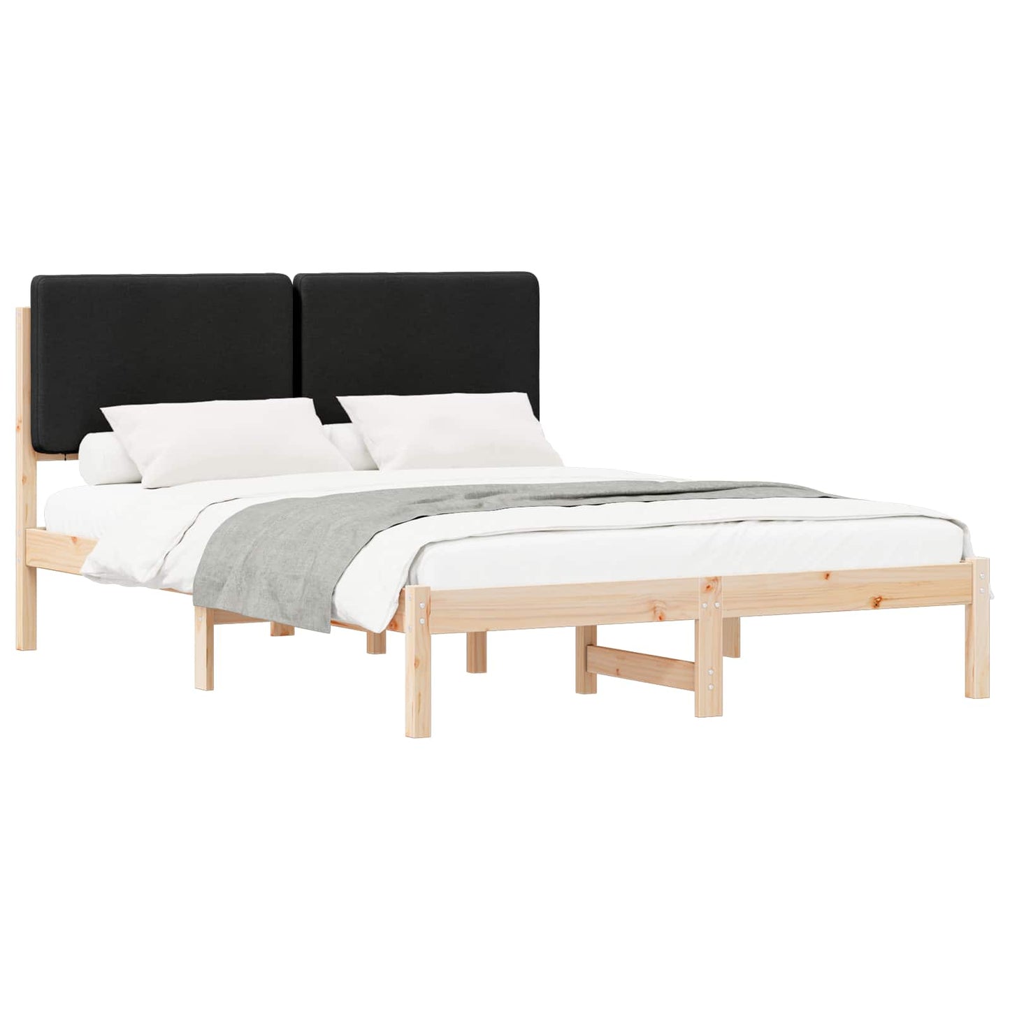 Bedframe met Gevoerd Hoofdgedeelte Zwart 140 x 190 cm is nu te koop bij PeponiXL, paradijselijk wonen!