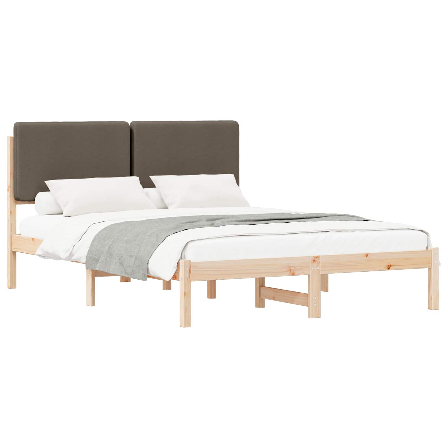 Bedframe met Gevoerd Hoofdgedeelte Taupe 140 x 190 cm is nu te koop bij PeponiXL, paradijselijk wonen!