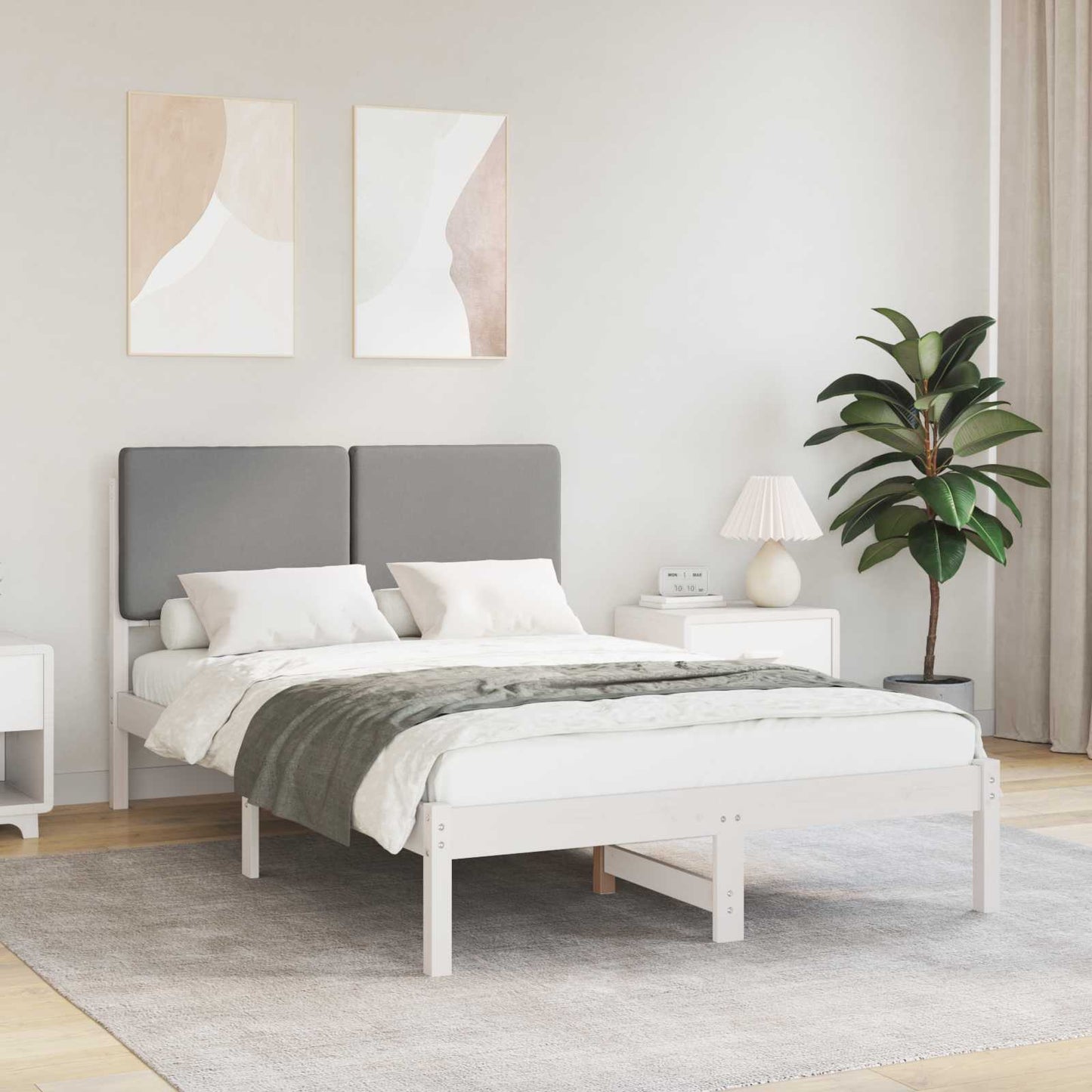 Bedframe met Gevoerd Hoofdgedeelte Lichtgrijs 135 x 190 cm is nu te koop bij PeponiXL, paradijselijk wonen!