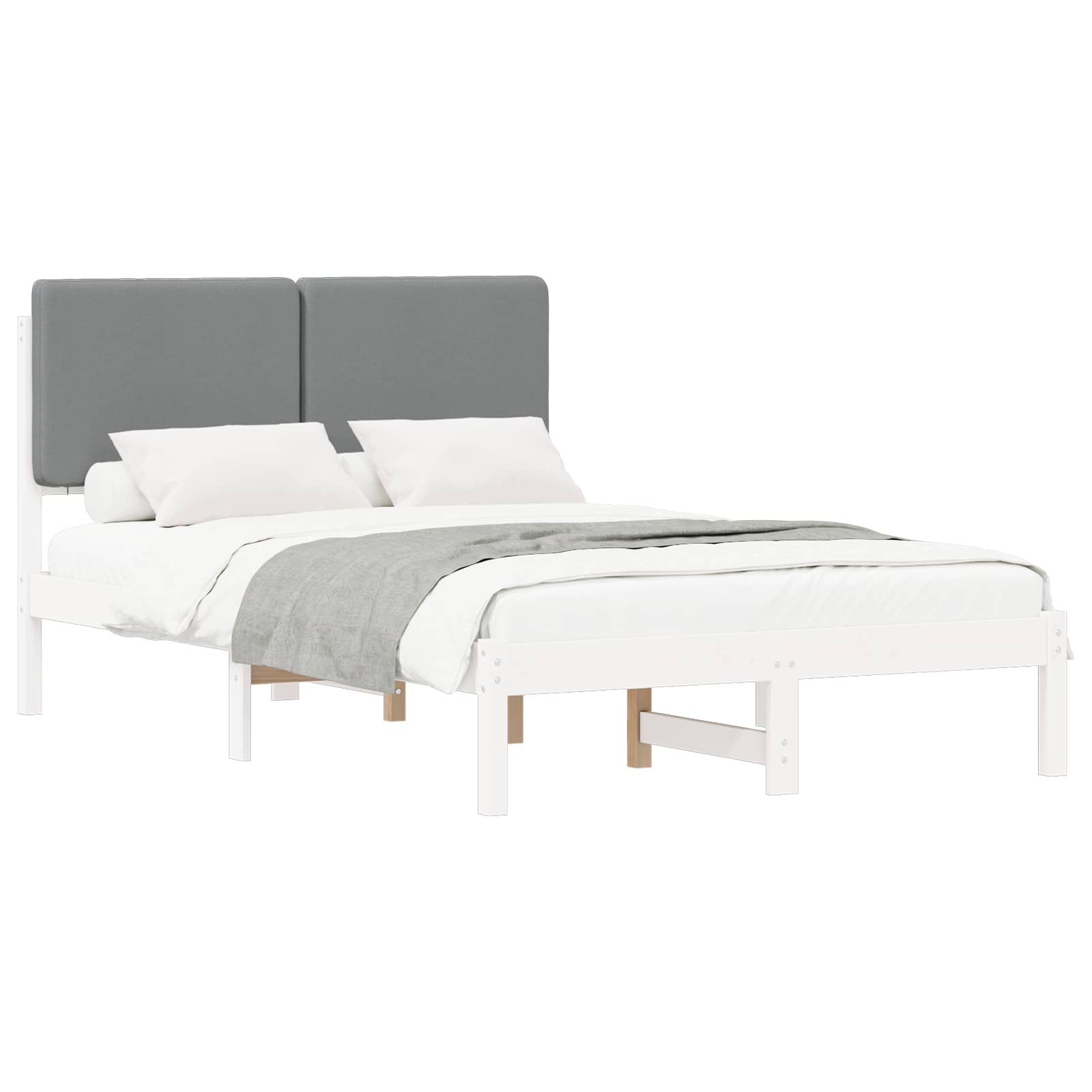 Bedframe met Gevoerd Hoofdgedeelte Lichtgrijs 135 x 190 cm is nu te koop bij PeponiXL, paradijselijk wonen!