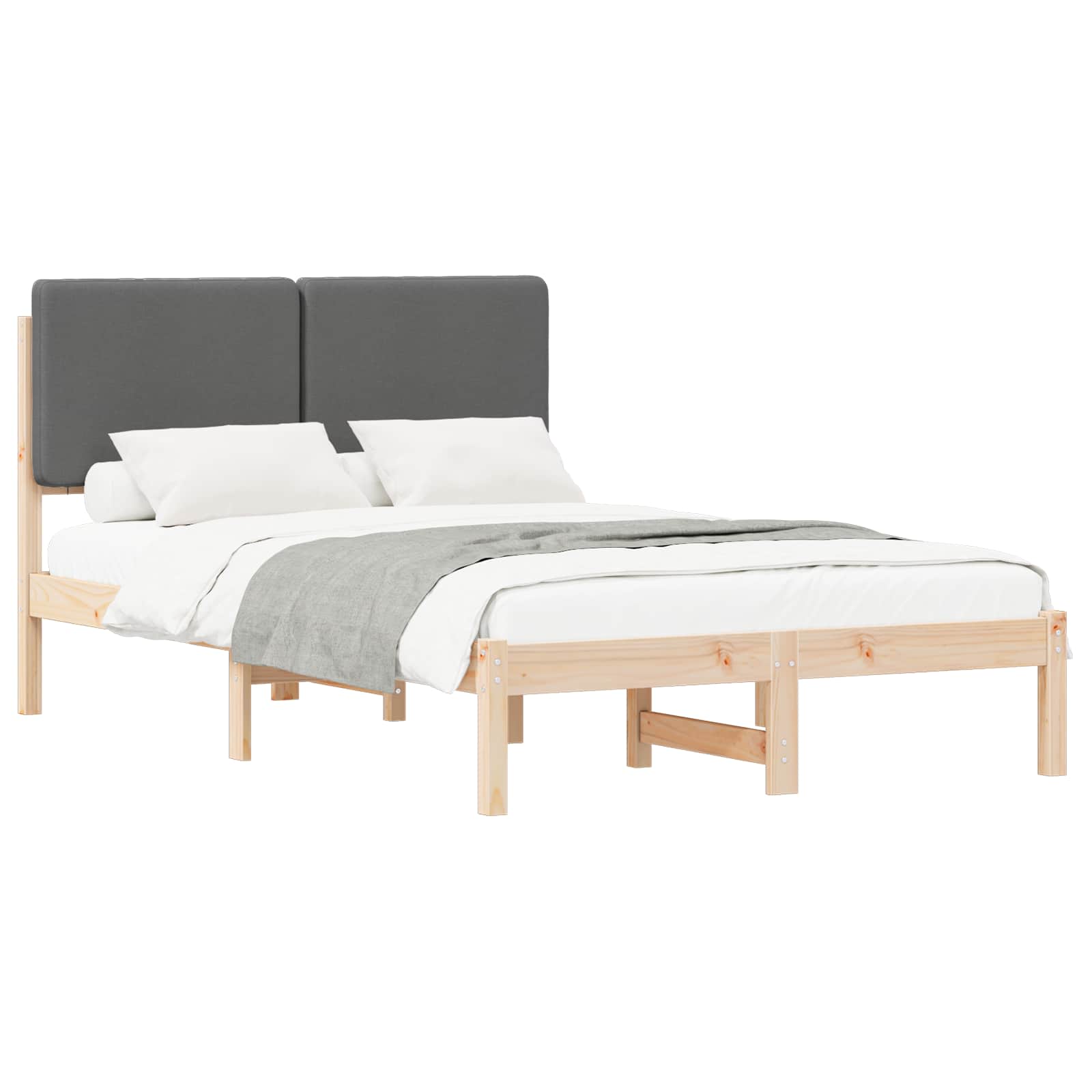 Bedframe met Gevoerd Hoofdgedeelte Donkergrijs 120 x 190 cm is nu te koop bij PeponiXL, paradijselijk wonen!