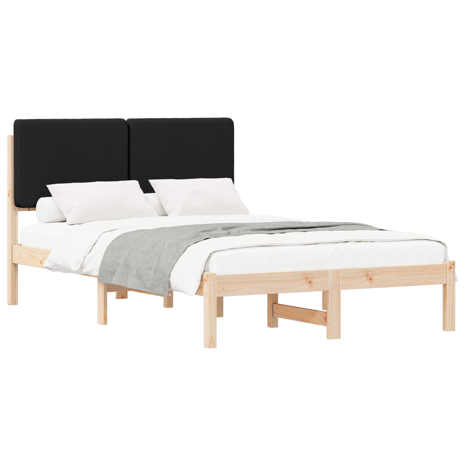 Bedframe met Gevoerd Hoofdgedeelte Zwart 120 x 190 cm is nu te koop bij PeponiXL, paradijselijk wonen!