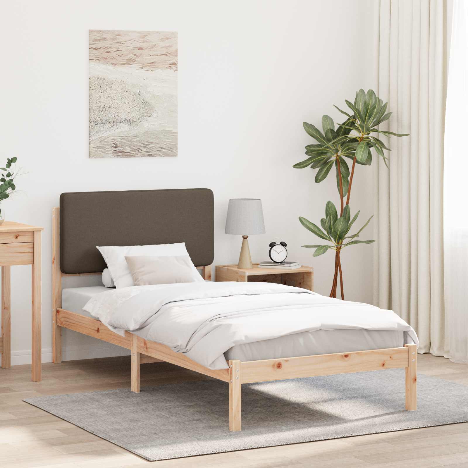 Bedframe met Gevoerd Hoofdgedeelte Taupe 100 x 200 cm is nu te koop bij PeponiXL, paradijselijk wonen!