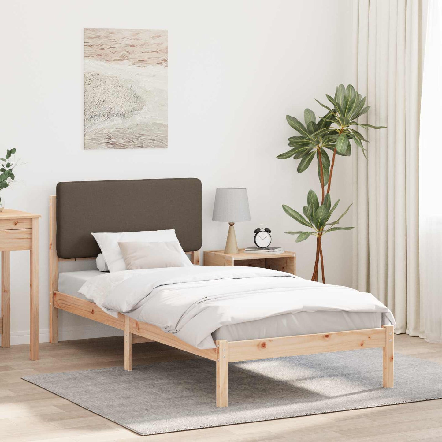 Bedframe met Gevoerd Hoofdgedeelte Taupe 90 x 190 cm is nu te koop bij PeponiXL, paradijselijk wonen!