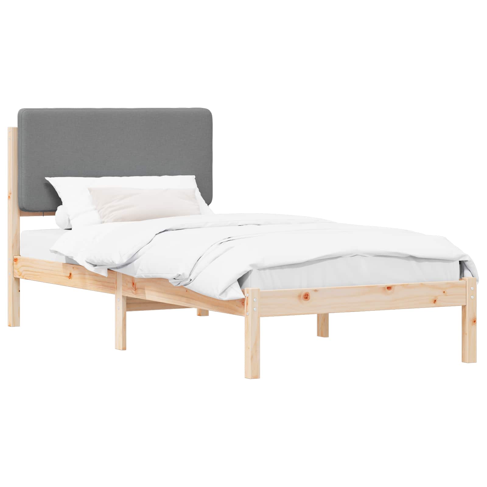Bedframe met Gevoerd Hoofdgedeelte Lichtgrijs 75 x 190 cm is nu te koop bij PeponiXL, paradijselijk wonen!