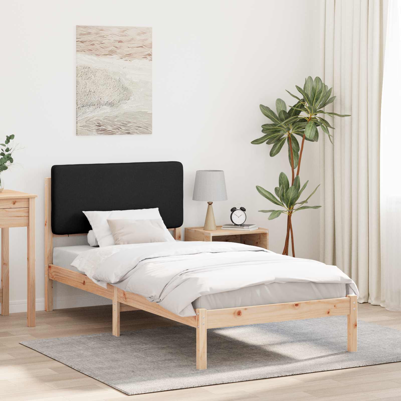 Bedframe met Gevoerd Hoofdgedeelte Zwart 75 x 190 cm is nu te koop bij PeponiXL, paradijselijk wonen!