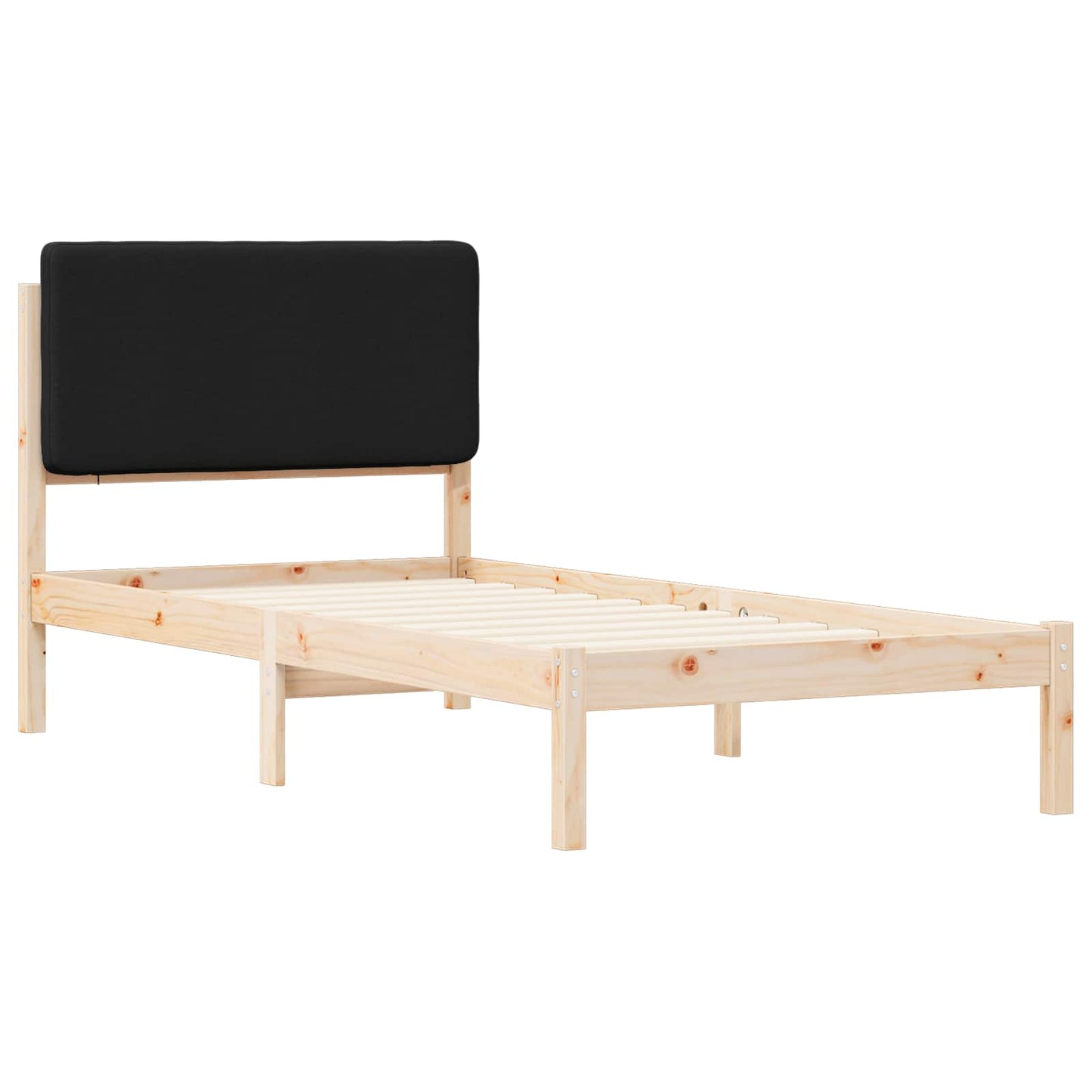 Bedframe met Gevoerd Hoofdgedeelte Zwart 75 x 190 cm is nu te koop bij PeponiXL, paradijselijk wonen!