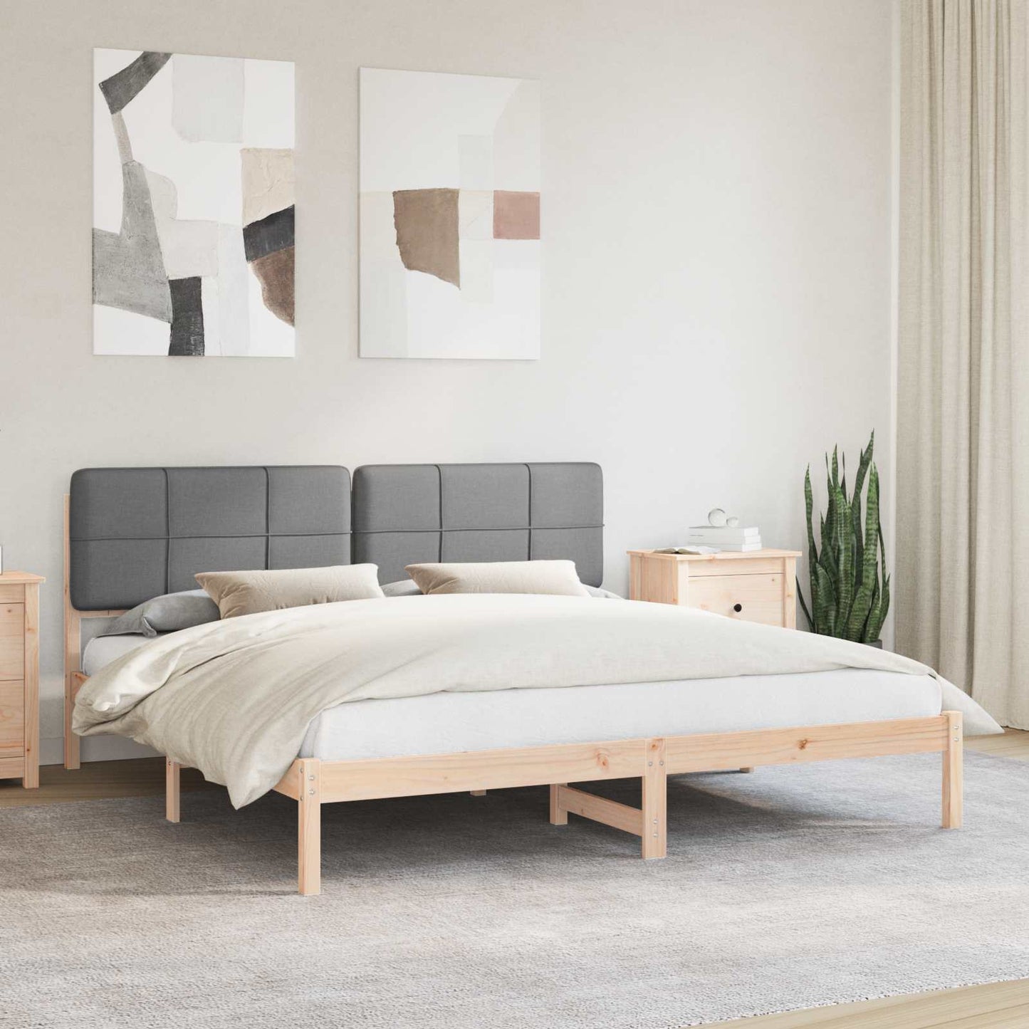 Bedframe met Gevoerd Hoofdgedeelte Lichtgrijs 180 x 200 cm is nu te koop bij PeponiXL, paradijselijk wonen!