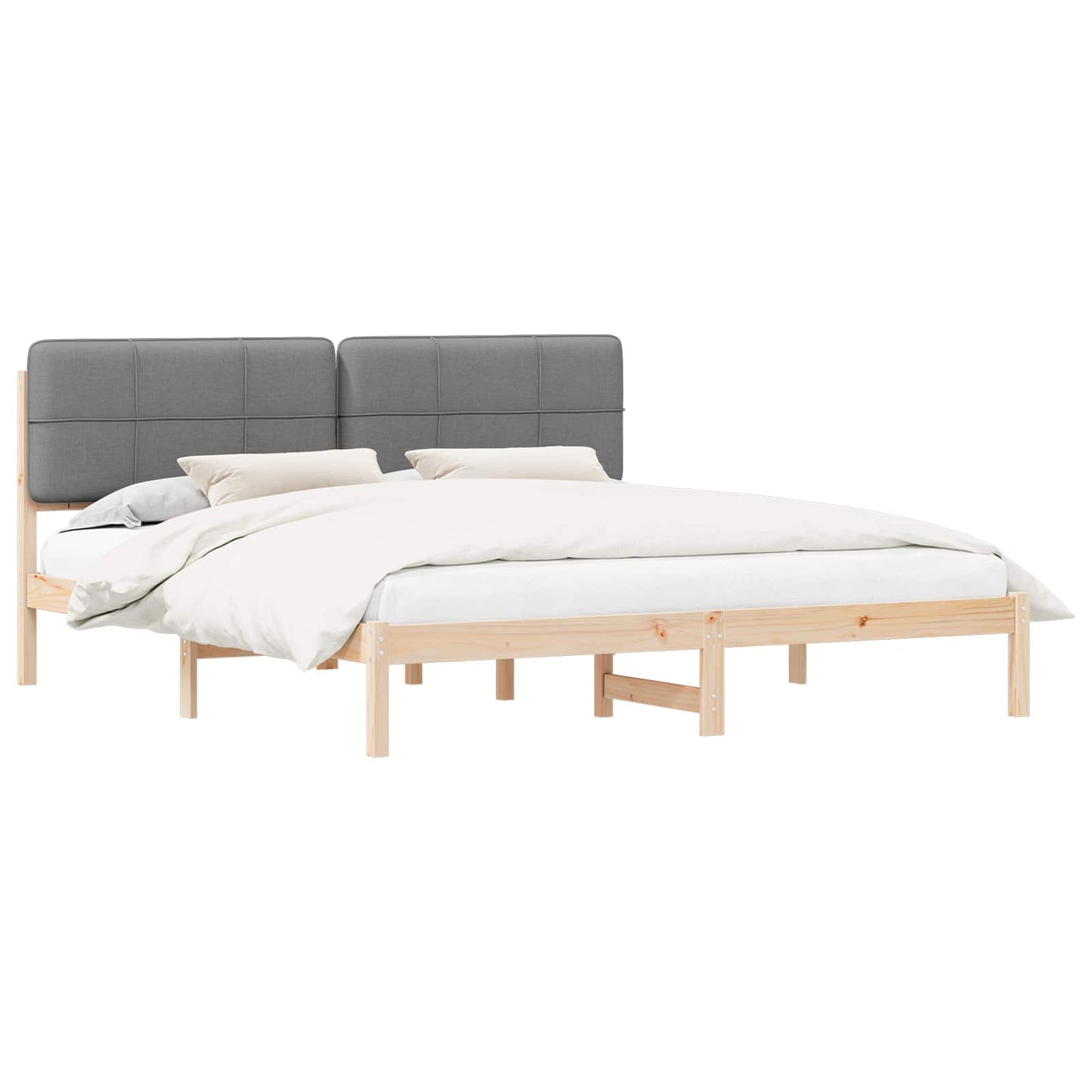 Bedframe met Gevoerd Hoofdgedeelte Lichtgrijs 180 x 200 cm is nu te koop bij PeponiXL, paradijselijk wonen!