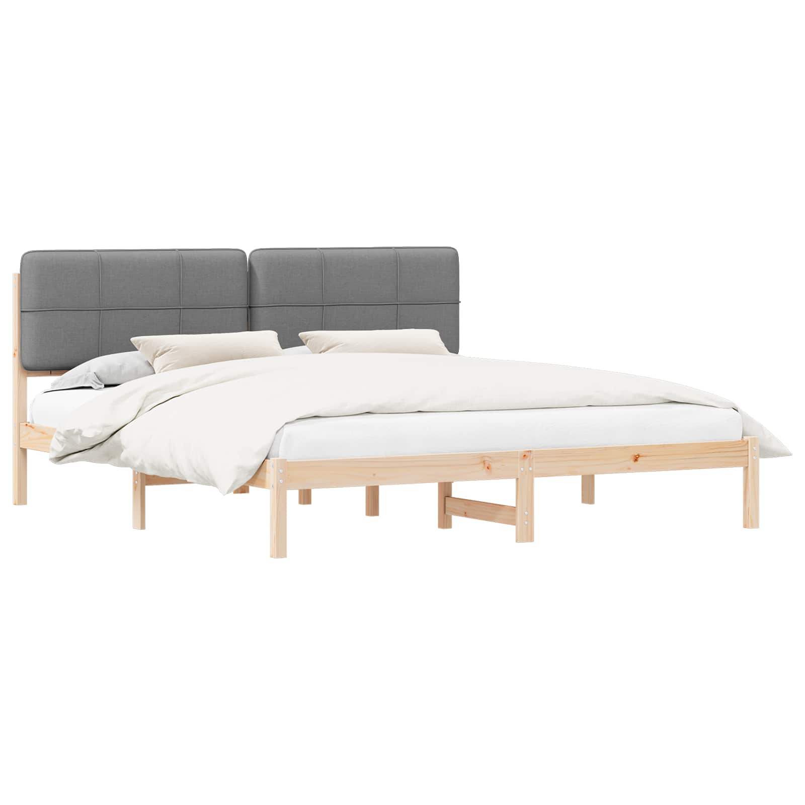 Bedframe met Gevoerd Hoofdgedeelte Lichtgrijs 180 x 200 cm is nu te koop bij PeponiXL, paradijselijk wonen!
