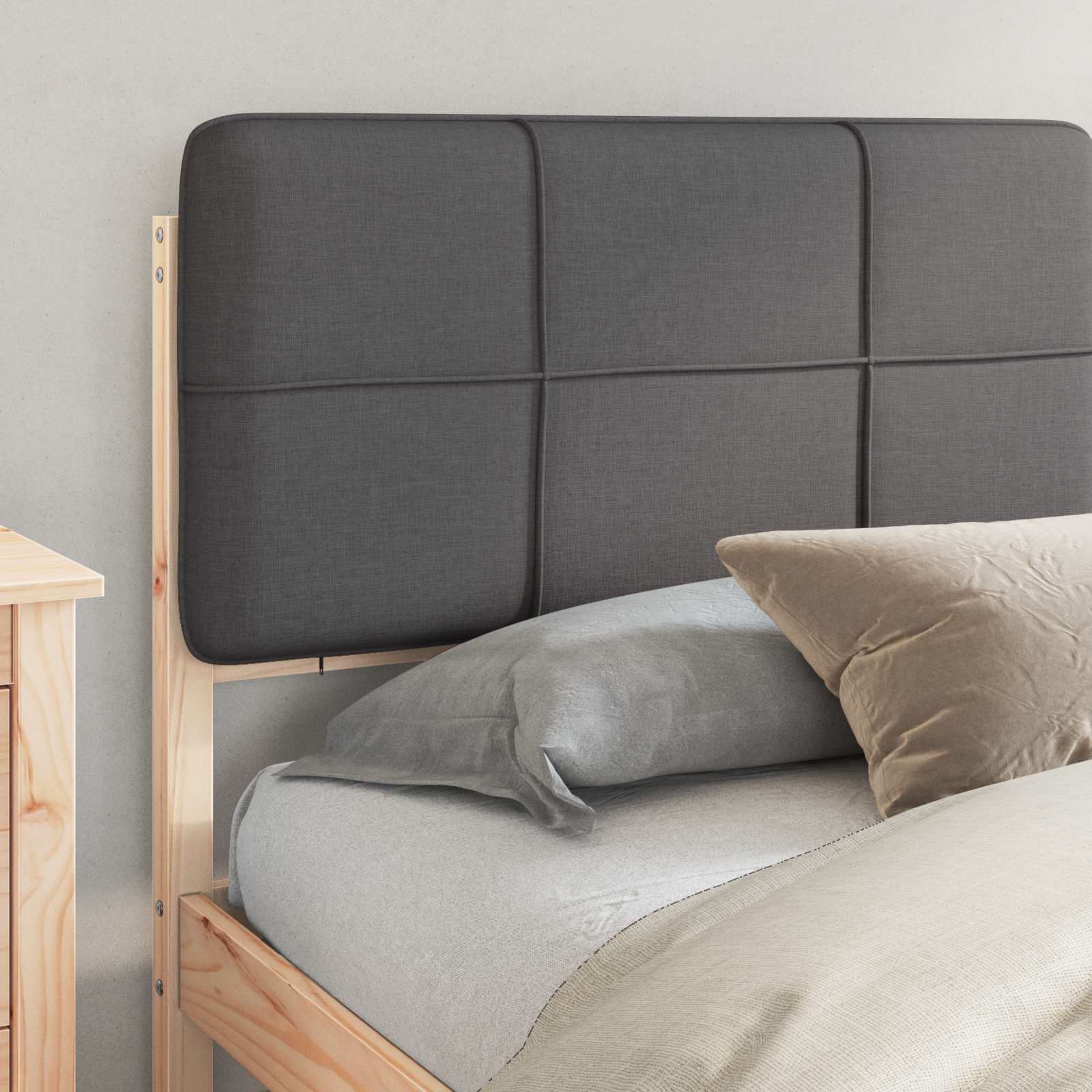 Bedframe met Gevoerd Hoofdgedeelte Donkergrijs 180 x 200 cm is nu te koop bij PeponiXL, paradijselijk wonen!