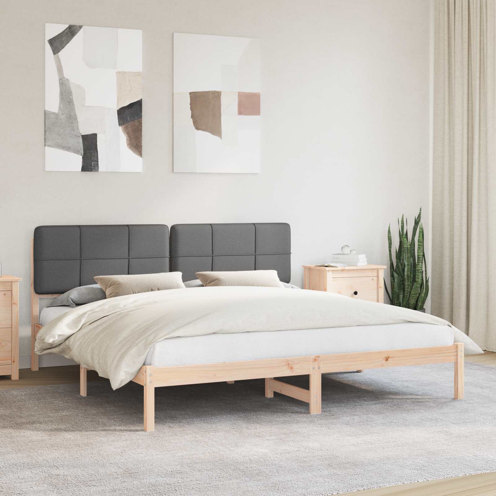 Bedframe met Gevoerd Hoofdgedeelte Donkergrijs 180 x 200 cm is nu te koop bij PeponiXL, paradijselijk wonen!