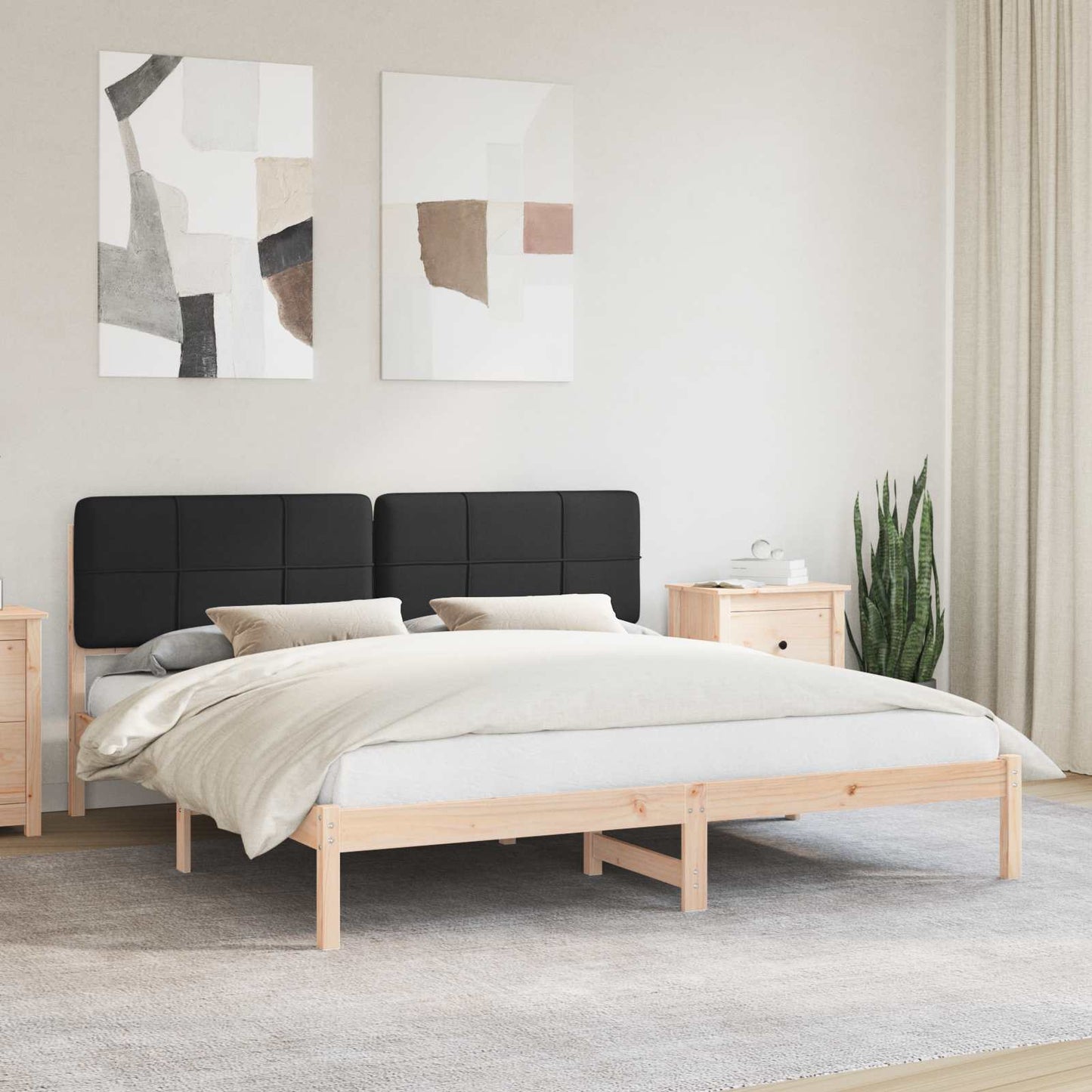 Bedframe met Gevoerd Hoofdgedeelte Zwart 180 x 200 cm is nu te koop bij PeponiXL, paradijselijk wonen!