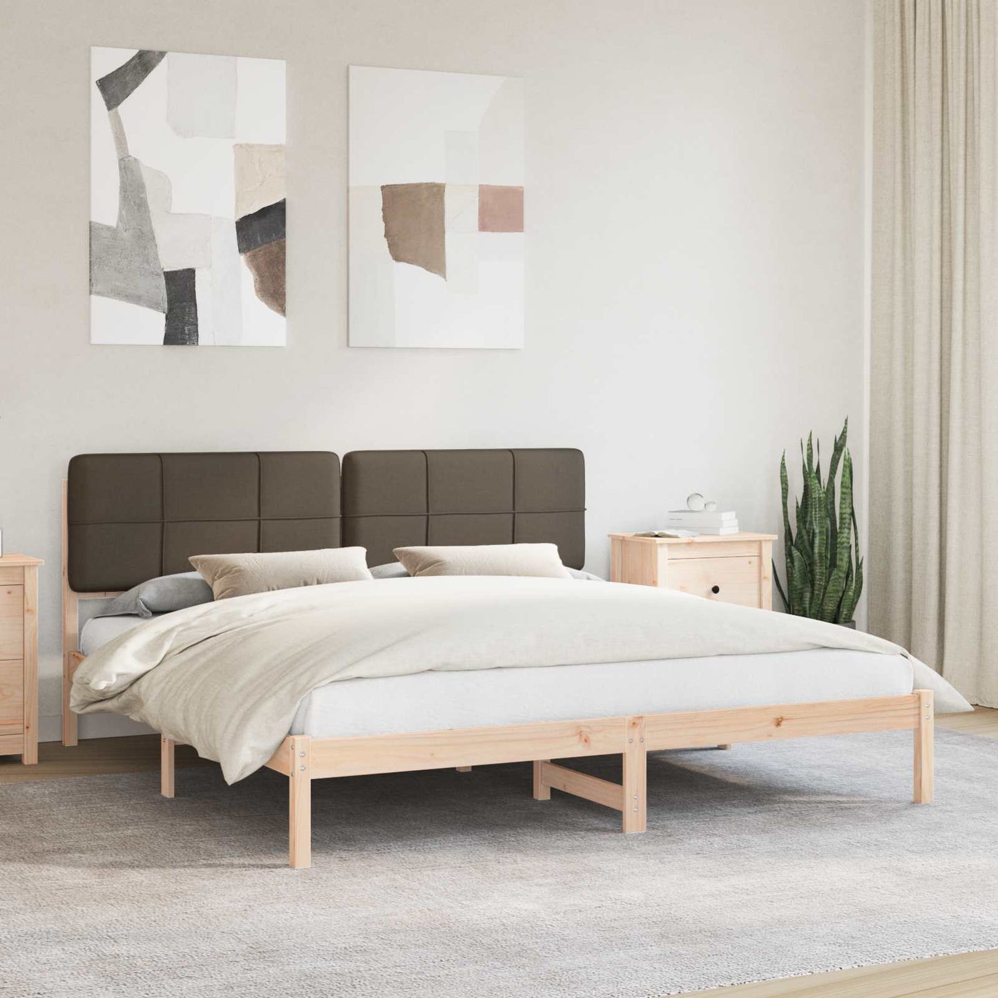 Bedframe met Gevoerd Hoofdgedeelte Taupe 180 x 200 cm is nu te koop bij PeponiXL, paradijselijk wonen!
