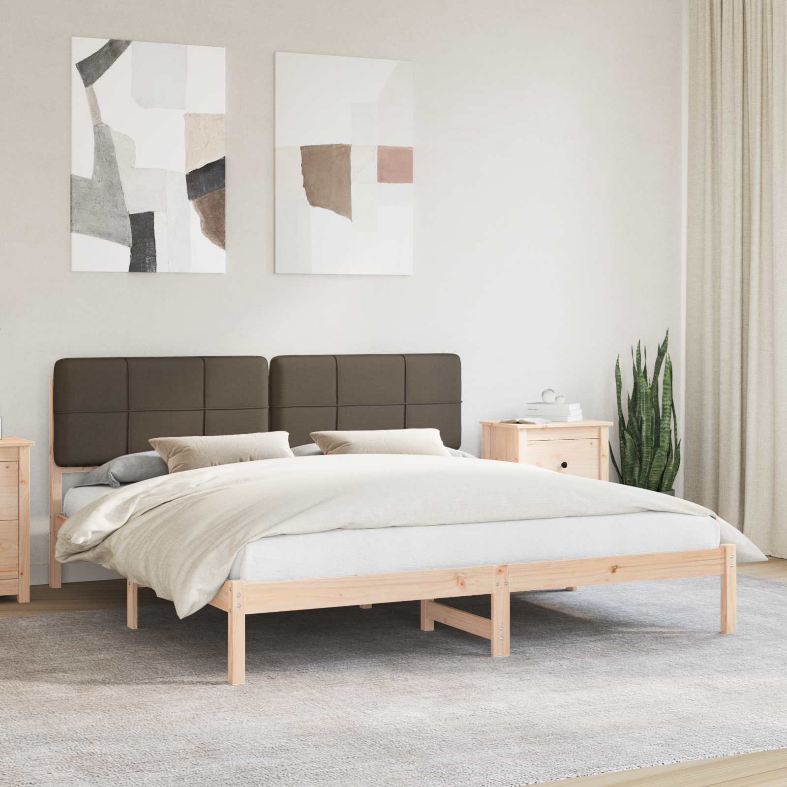 Bedframe met Gevoerd Hoofdgedeelte Taupe 180 x 200 cm is nu te koop bij PeponiXL, paradijselijk wonen!