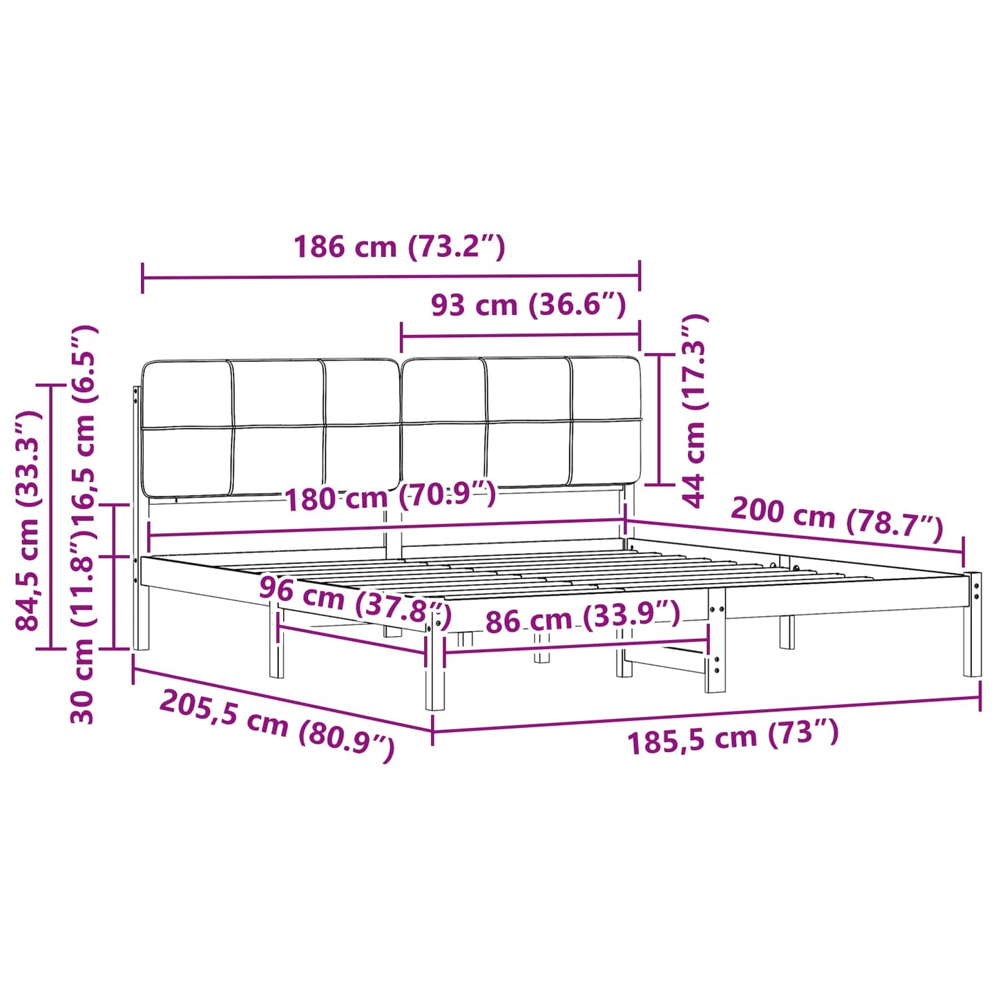 Bedframe met Gevoerd Hoofdgedeelte Taupe 180 x 200 cm is nu te koop bij PeponiXL, paradijselijk wonen!
