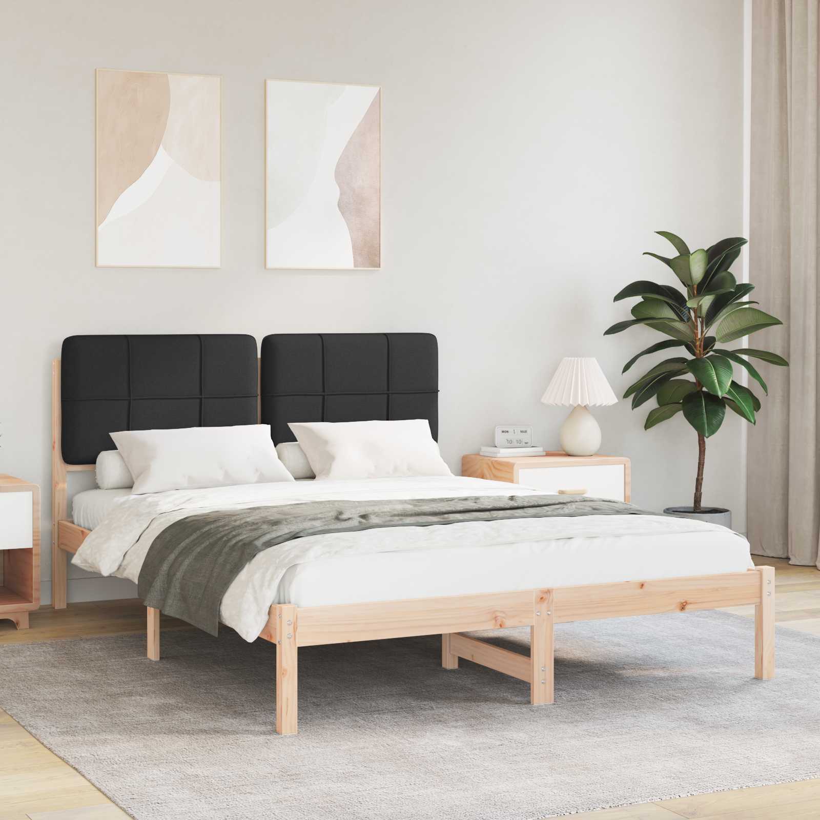 Bedframe met Gevoerd Hoofdgedeelte Zwart 160 x 200 cm is nu te koop bij PeponiXL, paradijselijk wonen!
