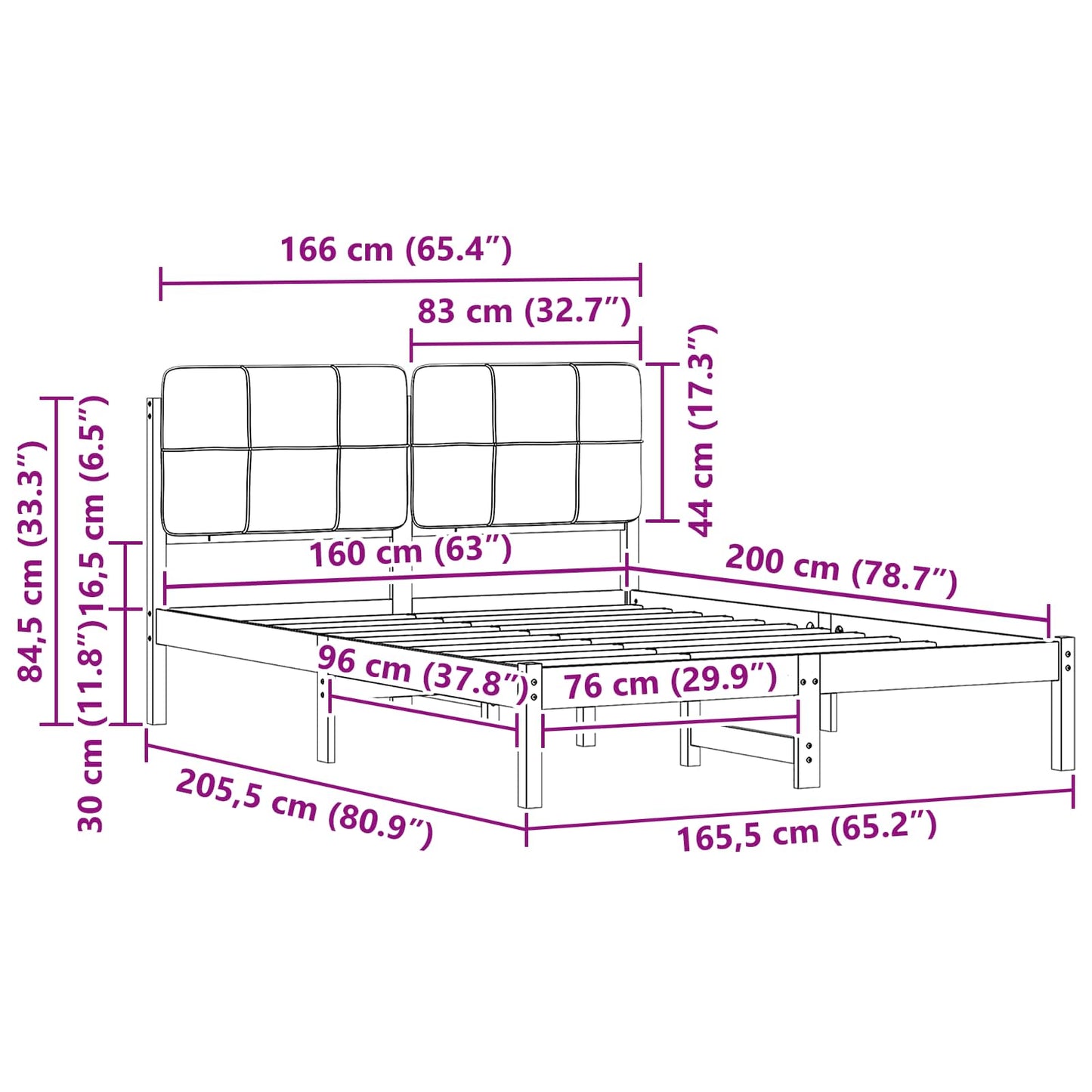 Bedframe met Gevoerd Hoofdgedeelte Taupe 160 x 200 cm is nu te koop bij PeponiXL, paradijselijk wonen!