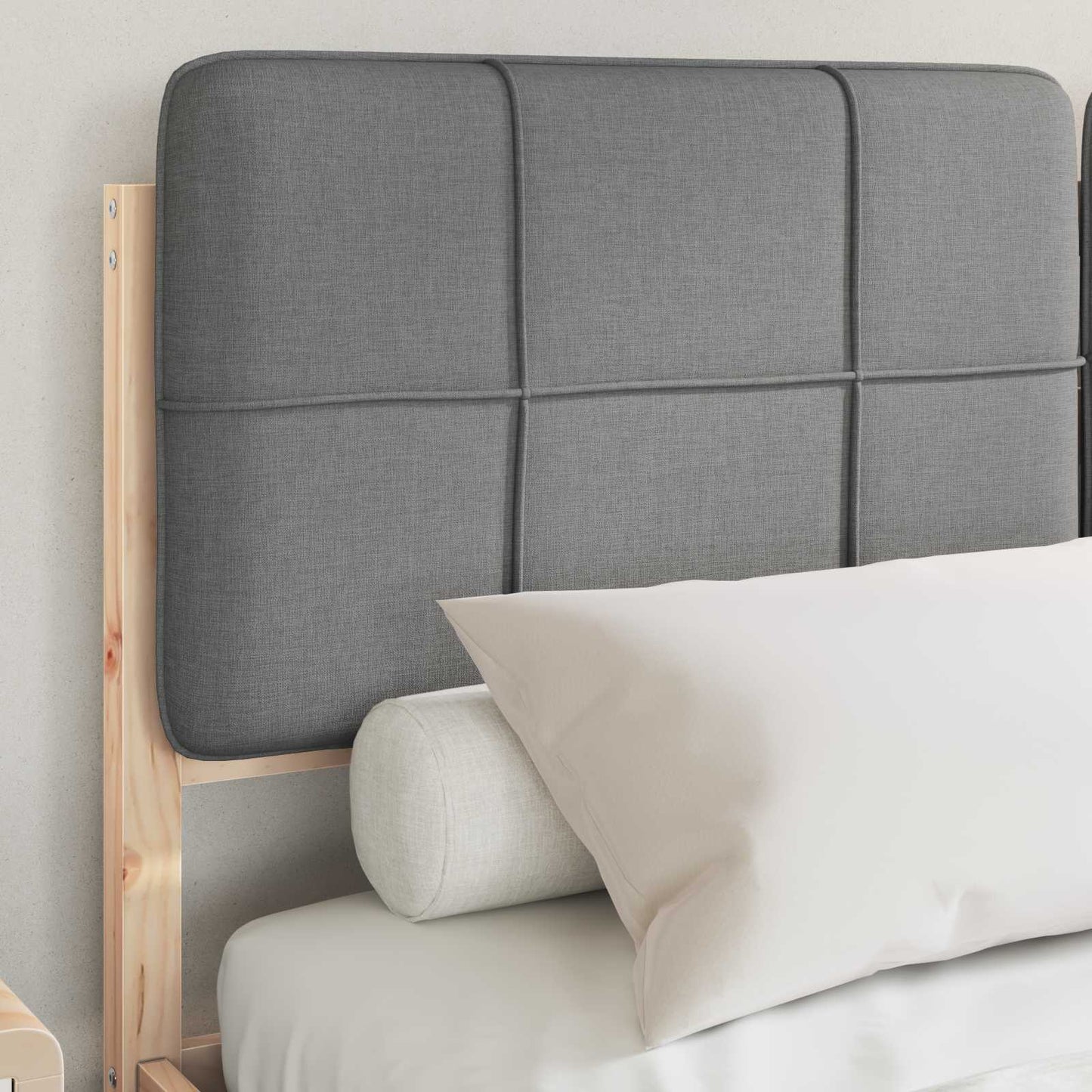 Bedframe met Gevoerd Hoofdgedeelte Lichtgrijs 150 x 200 cm is nu te koop bij PeponiXL, paradijselijk wonen!
