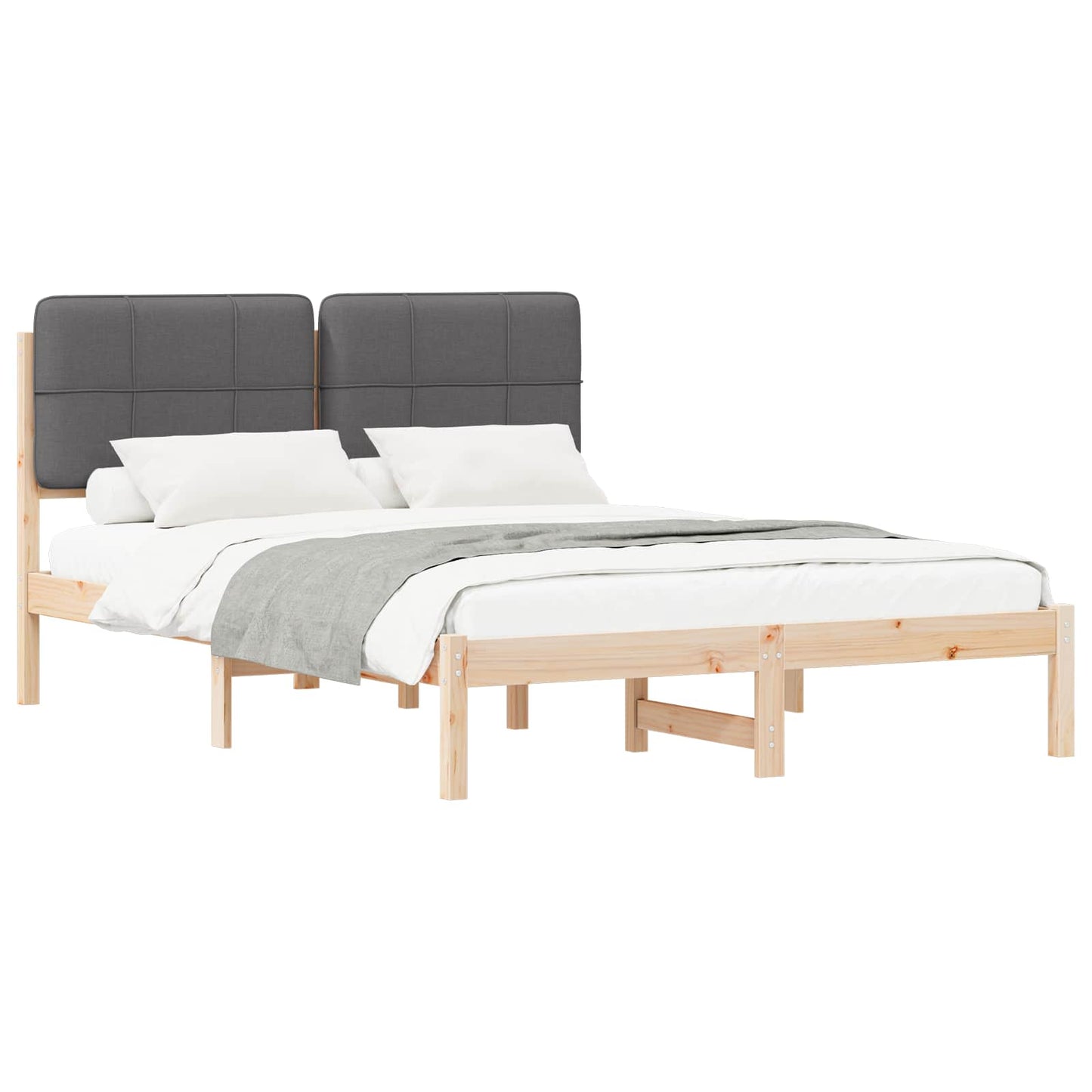 Bedframe met Gevoerd Hoofdgedeelte Donkergrijs 150 x 200 cm is nu te koop bij PeponiXL, paradijselijk wonen!