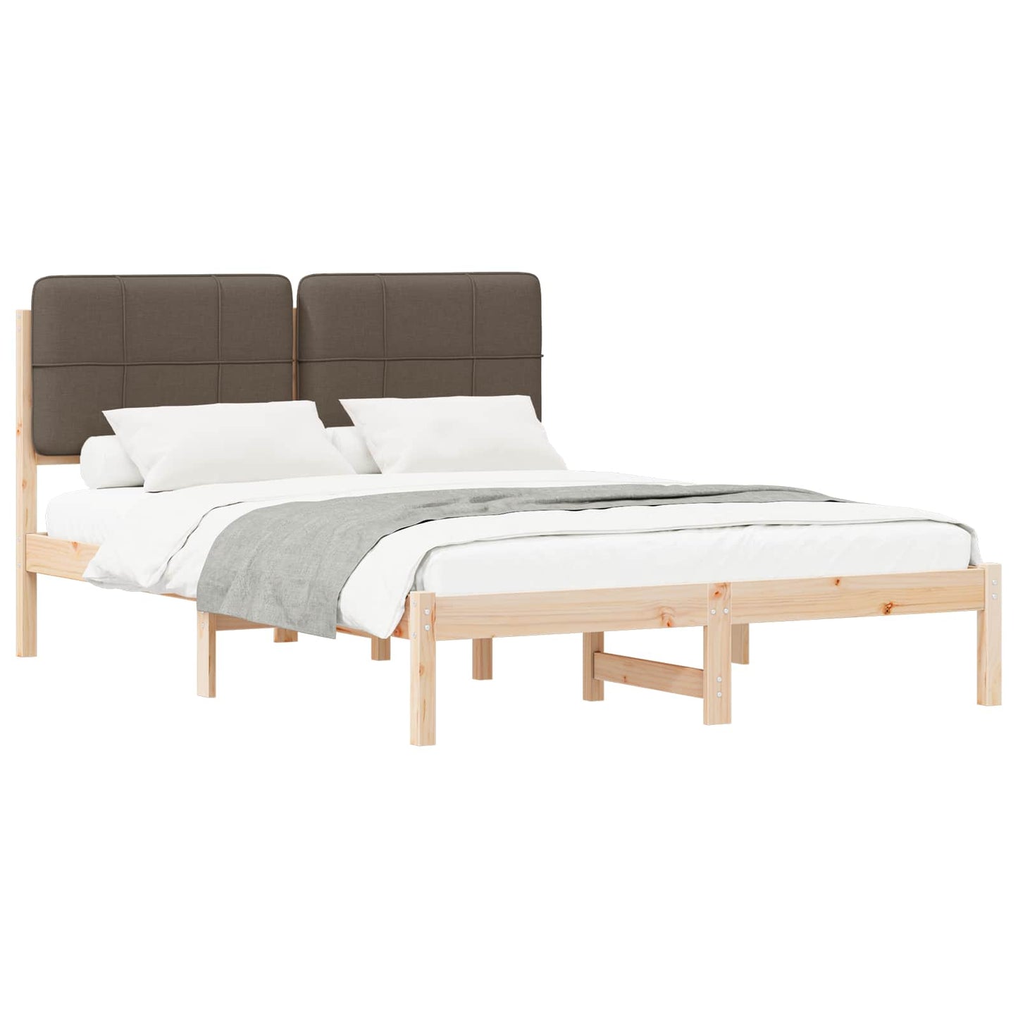 Bedframe met Gevoerd Hoofdgedeelte Taupe 150 x 200 cm is nu te koop bij PeponiXL, paradijselijk wonen!