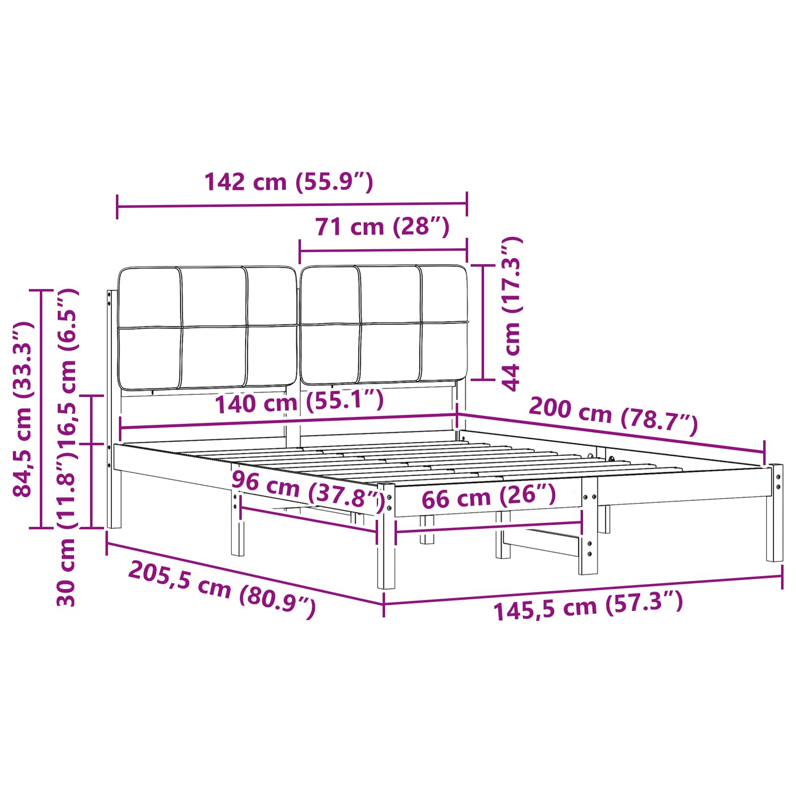Bedframe met Gevoerd Hoofdgedeelte Lichtgrijs 140 x 200 cm is nu te koop bij PeponiXL, paradijselijk wonen!