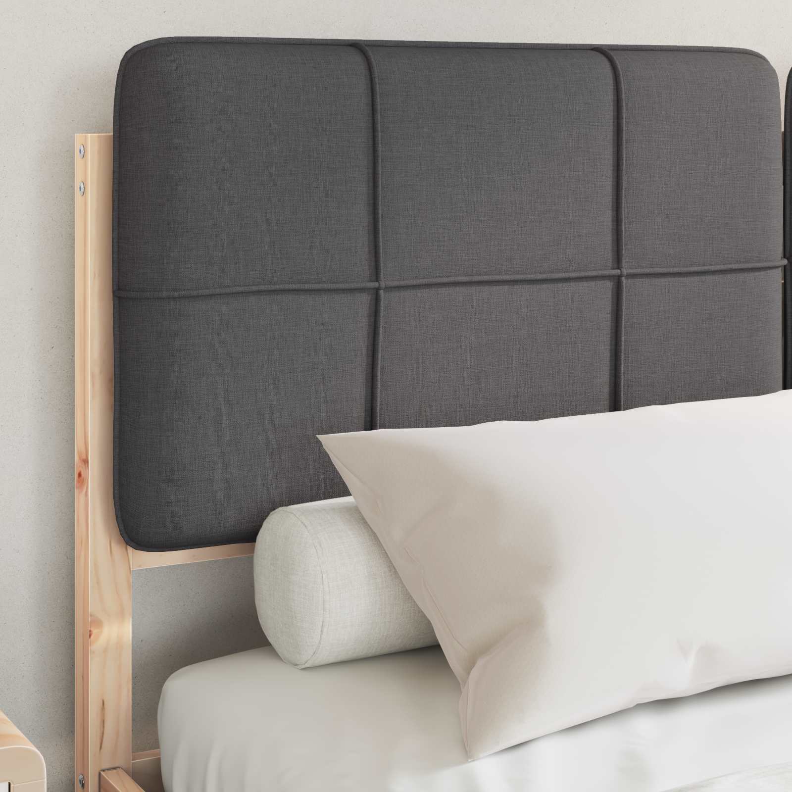Bedframe met Gevoerd Hoofdgedeelte Donkergrijs 140 x 200 cm is nu te koop bij PeponiXL, paradijselijk wonen!