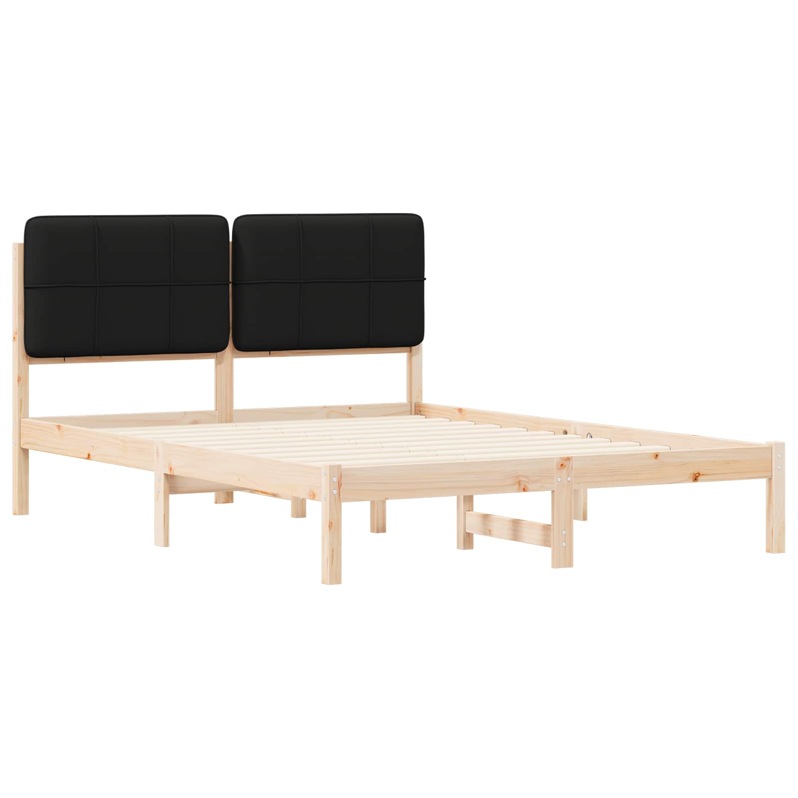 Bedframe met Gevoerd Hoofdgedeelte Zwart 140 x 200 cm is nu te koop bij PeponiXL, paradijselijk wonen!