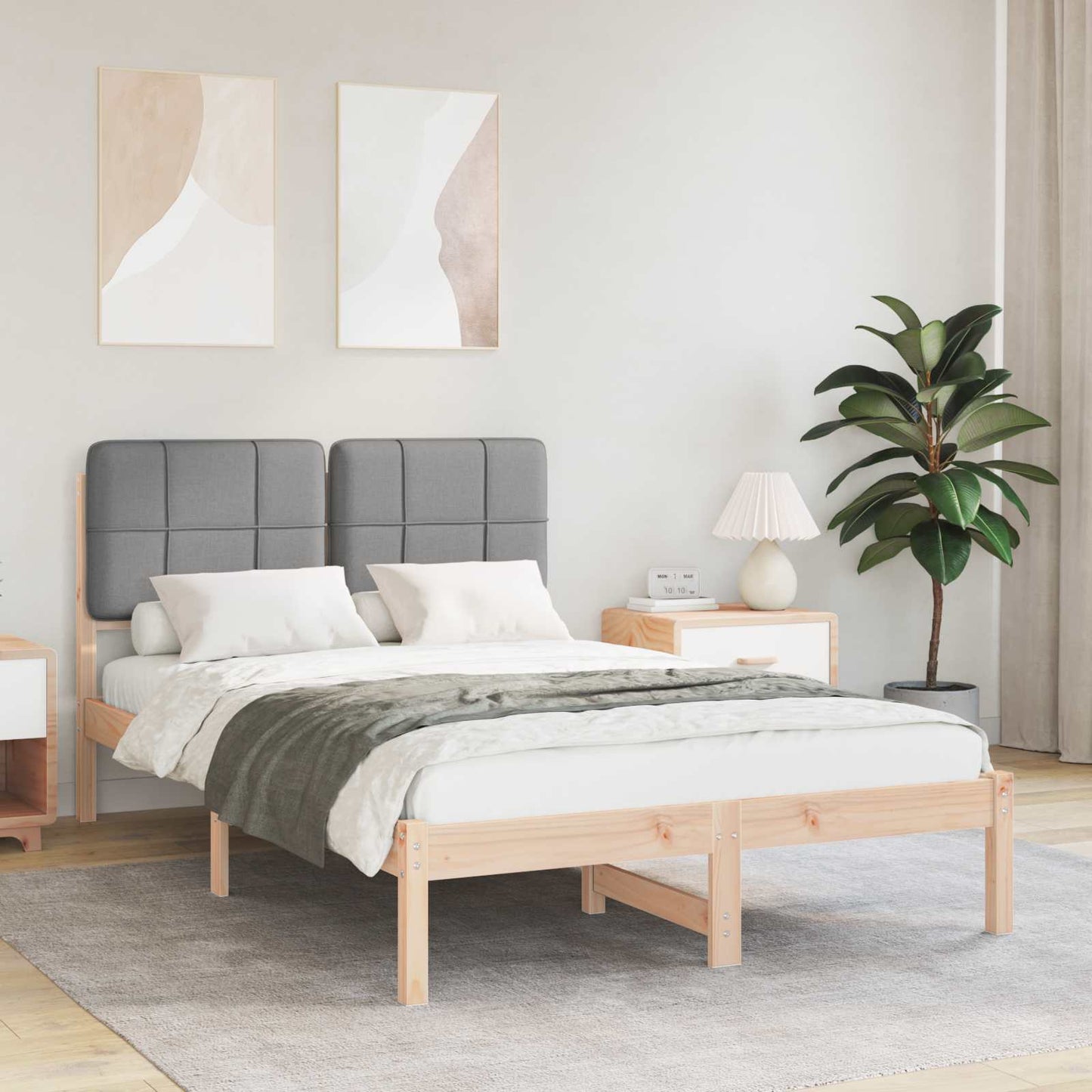 Bedframe met Gevoerd Hoofdgedeelte Lichtgrijs 120 x 200 cm is nu te koop bij PeponiXL, paradijselijk wonen!
