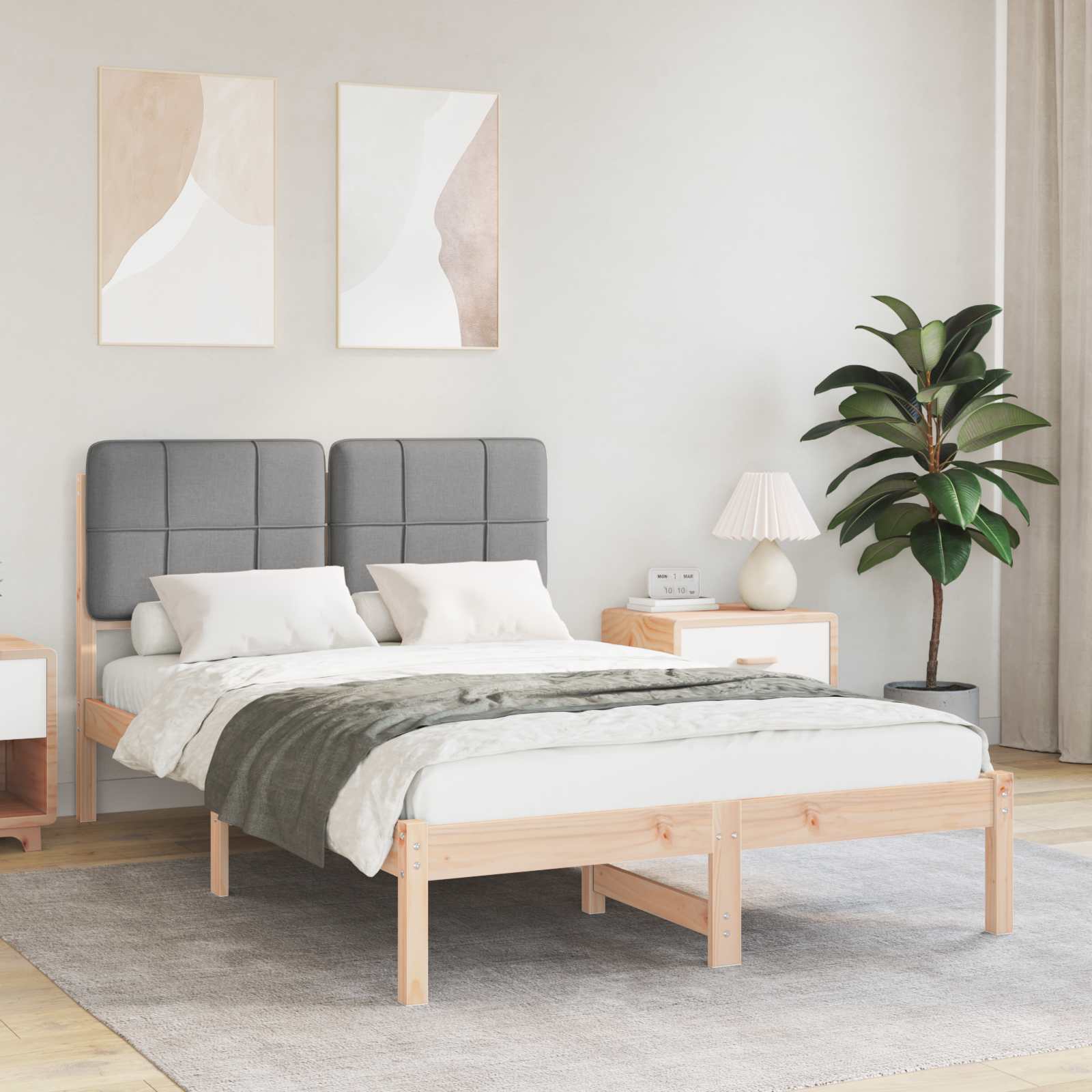 Bedframe met Gevoerd Hoofdgedeelte Lichtgrijs 120 x 200 cm is nu te koop bij PeponiXL, paradijselijk wonen!