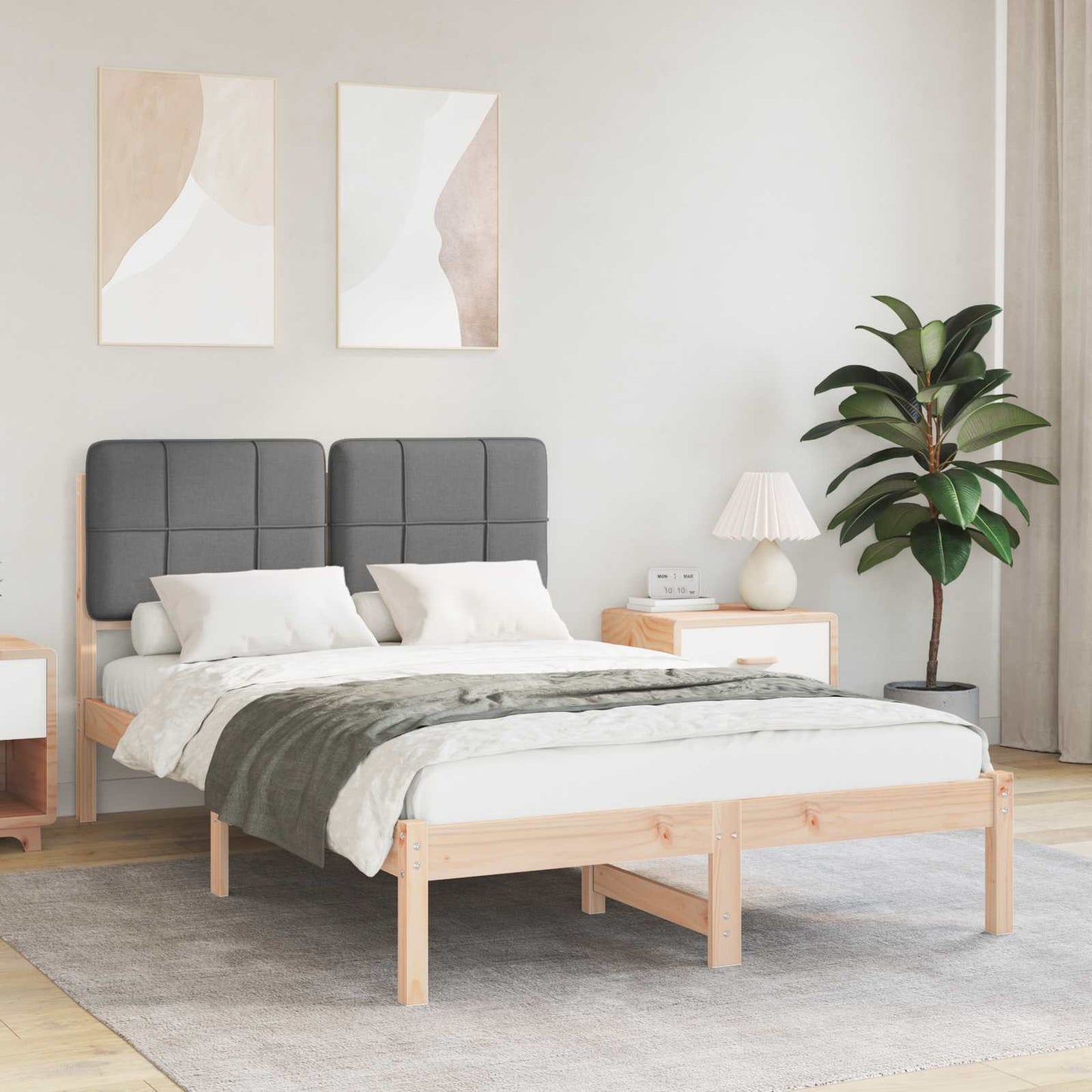 Bedframe met Gevoerd Hoofdgedeelte Donkergrijs 120 x 200 cm is nu te koop bij PeponiXL, paradijselijk wonen!
