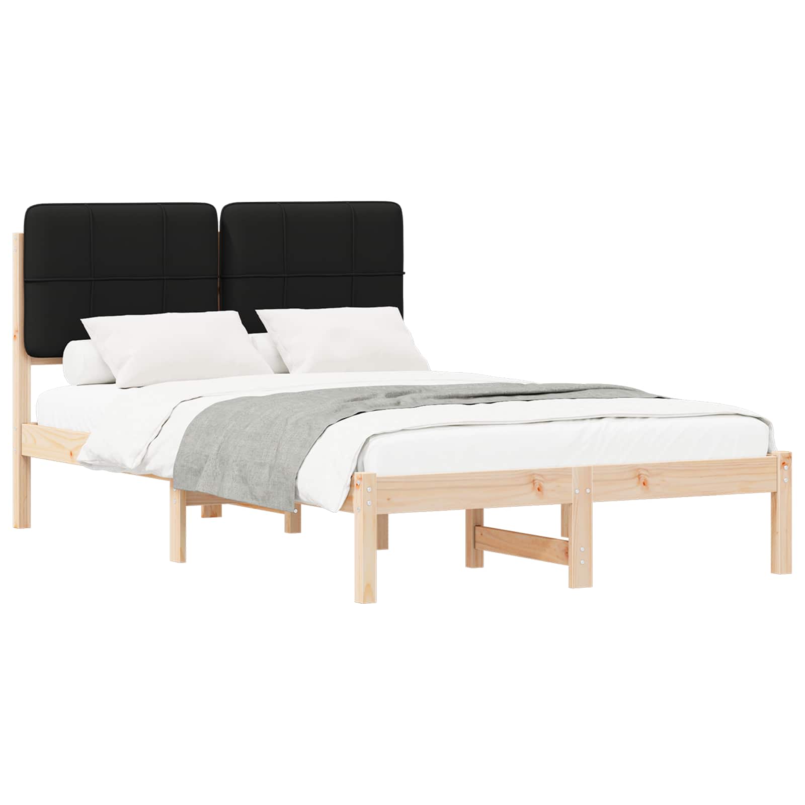 Bedframe met Gevoerd Hoofdgedeelte Zwart 120 x 200 cm is nu te koop bij PeponiXL, paradijselijk wonen!