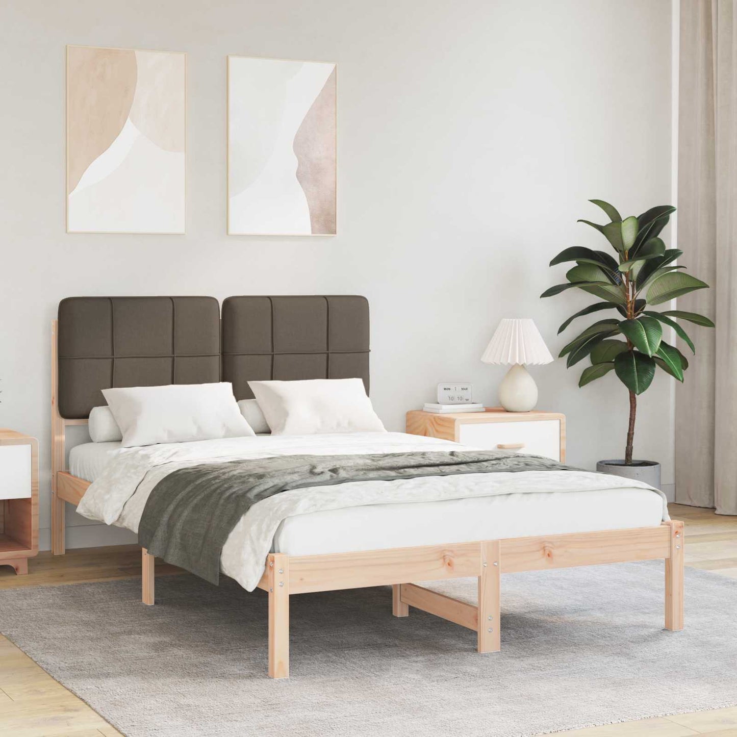Bedframe met Gevoerd Hoofdgedeelte Taupe 120 x 200 cm is nu te koop bij PeponiXL, paradijselijk wonen!