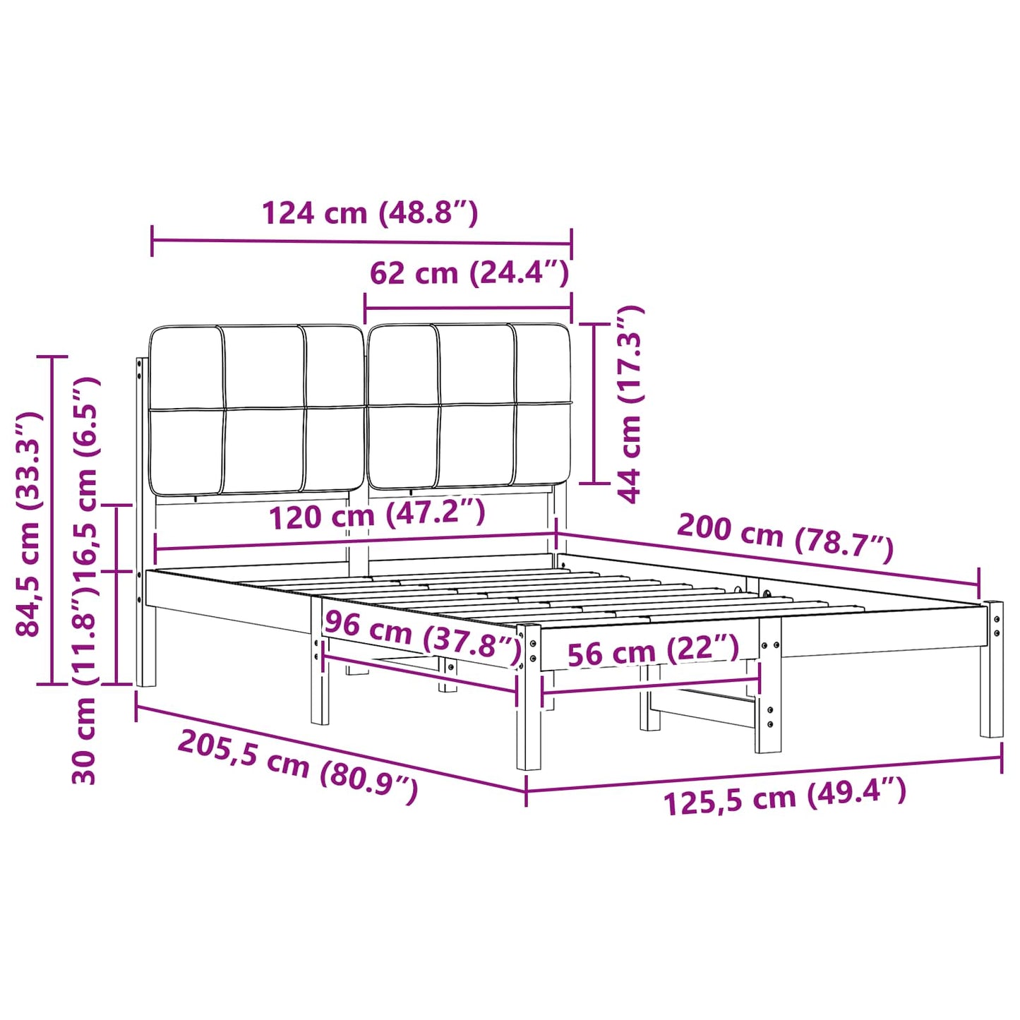 Bedframe met Gevoerd Hoofdgedeelte Taupe 120 x 200 cm is nu te koop bij PeponiXL, paradijselijk wonen!
