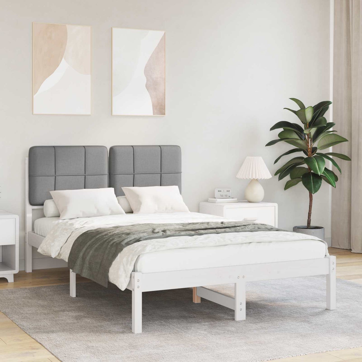 Bedframe met Gevoerd Hoofdgedeelte Lichtgrijs 120 x 200 cm is nu te koop bij PeponiXL, paradijselijk wonen!