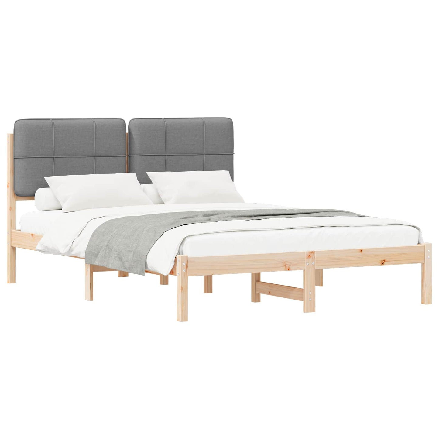 Bedframe met Gevoerd Hoofdgedeelte Lichtgrijs 140 x 190 cm is nu te koop bij PeponiXL, paradijselijk wonen!