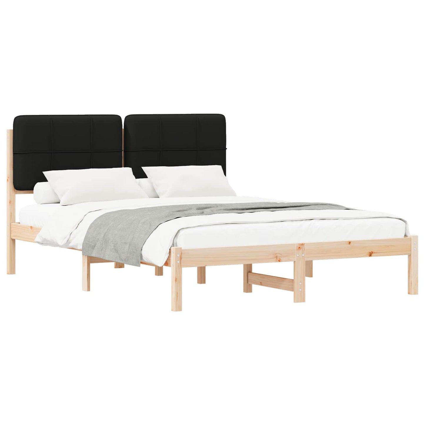 Bedframe met Gevoerd Hoofdgedeelte Zwart 135 x 190 cm is nu te koop bij PeponiXL, paradijselijk wonen!