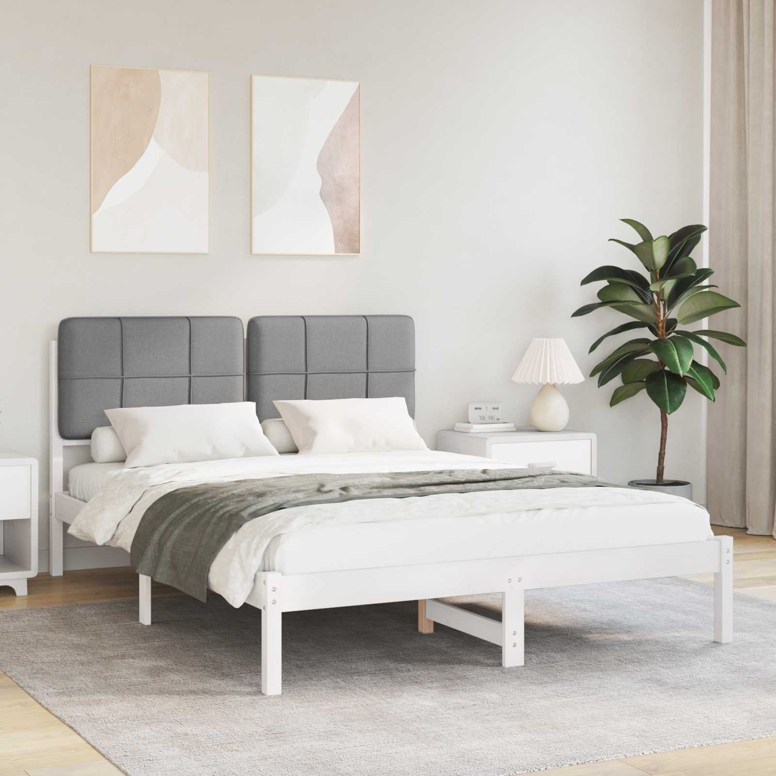 Bedframe met Gevoerd Hoofdgedeelte Lichtgrijs 135 x 190 cm is nu te koop bij PeponiXL, paradijselijk wonen!