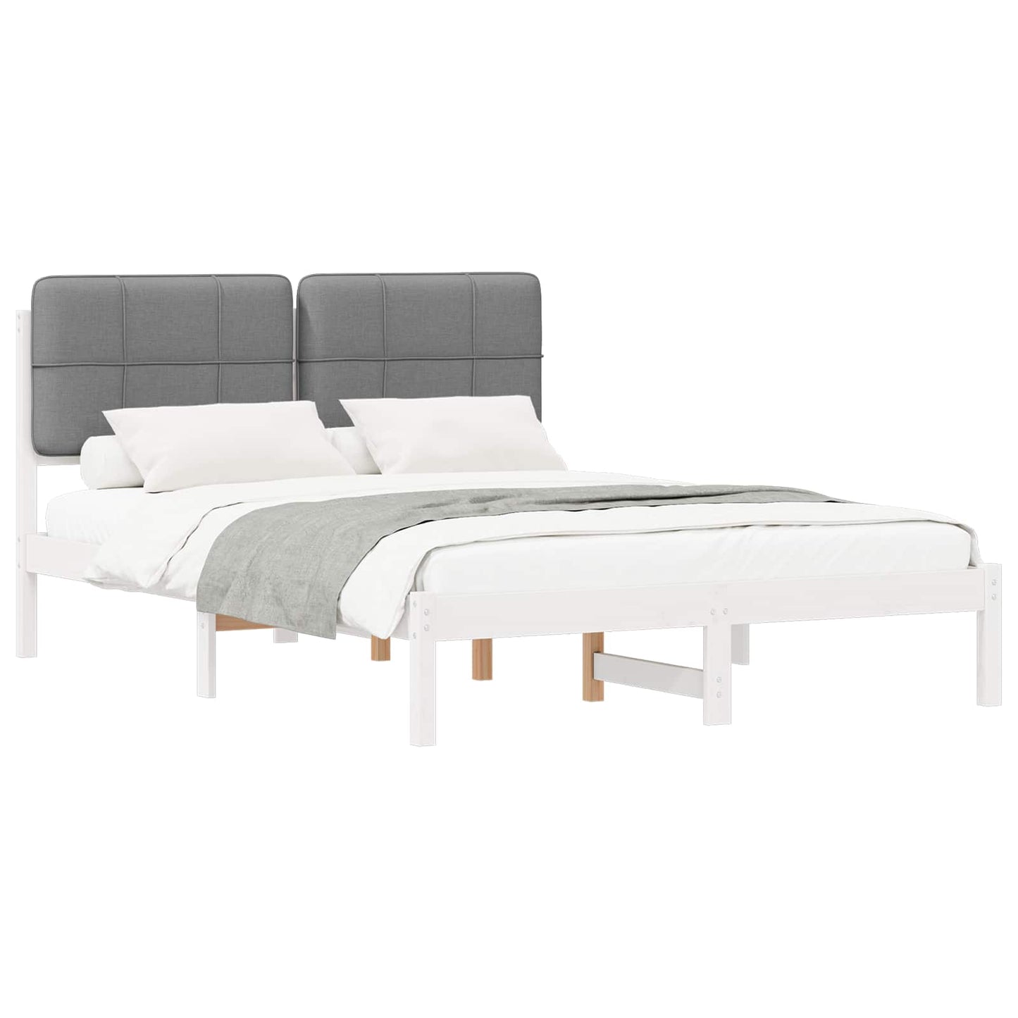 Bedframe met Gevoerd Hoofdgedeelte Lichtgrijs 135 x 190 cm is nu te koop bij PeponiXL, paradijselijk wonen!