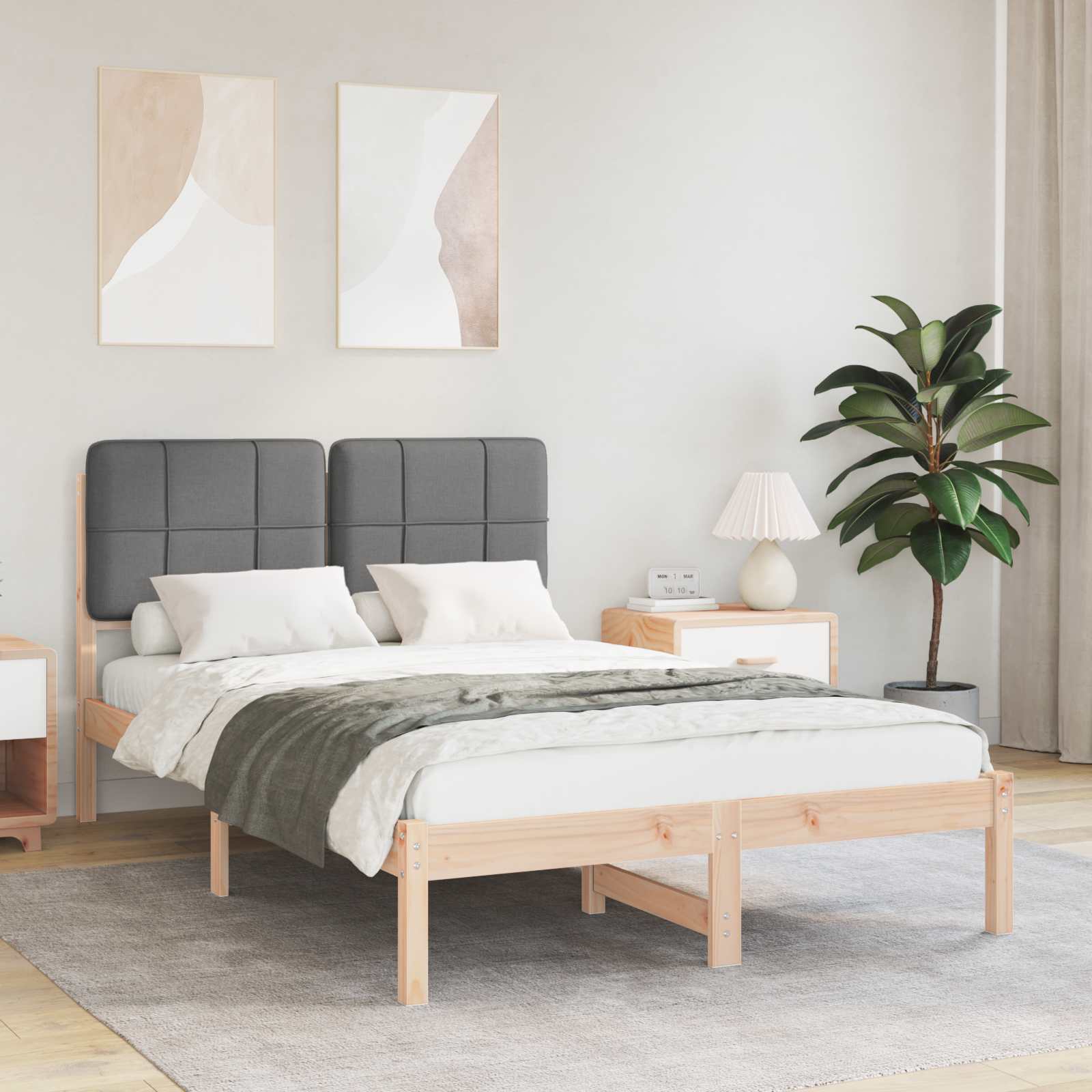 Bedframe met Gevoerd Hoofdgedeelte Donkergrijs 120 x 190 cm is nu te koop bij PeponiXL, paradijselijk wonen!