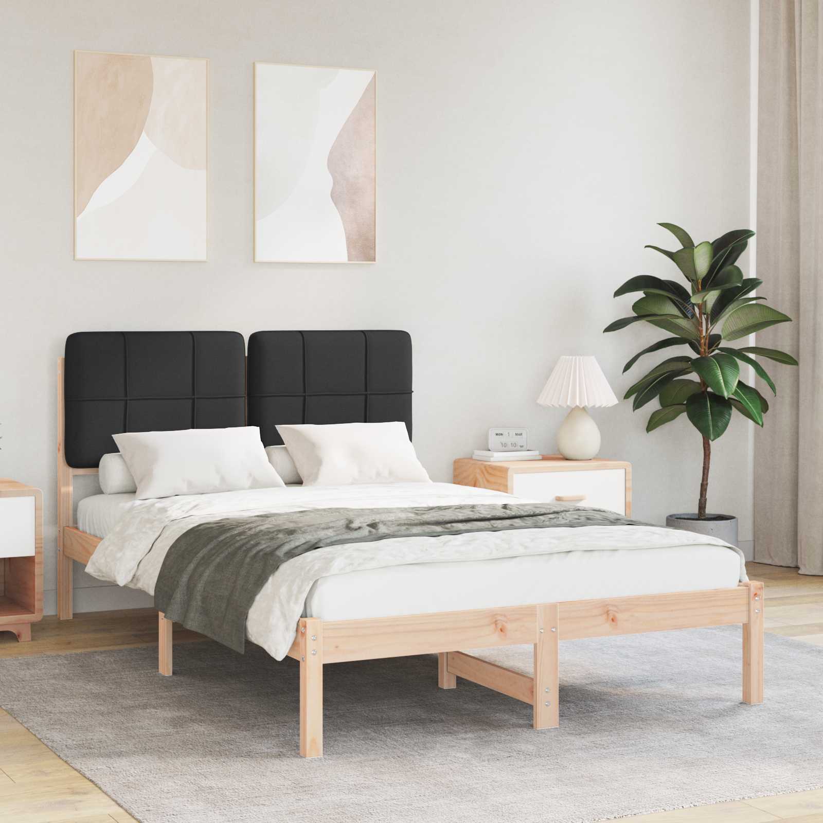 Bedframe met Gevoerd Hoofdgedeelte Zwart 120 x 190 cm is nu te koop bij PeponiXL, paradijselijk wonen!