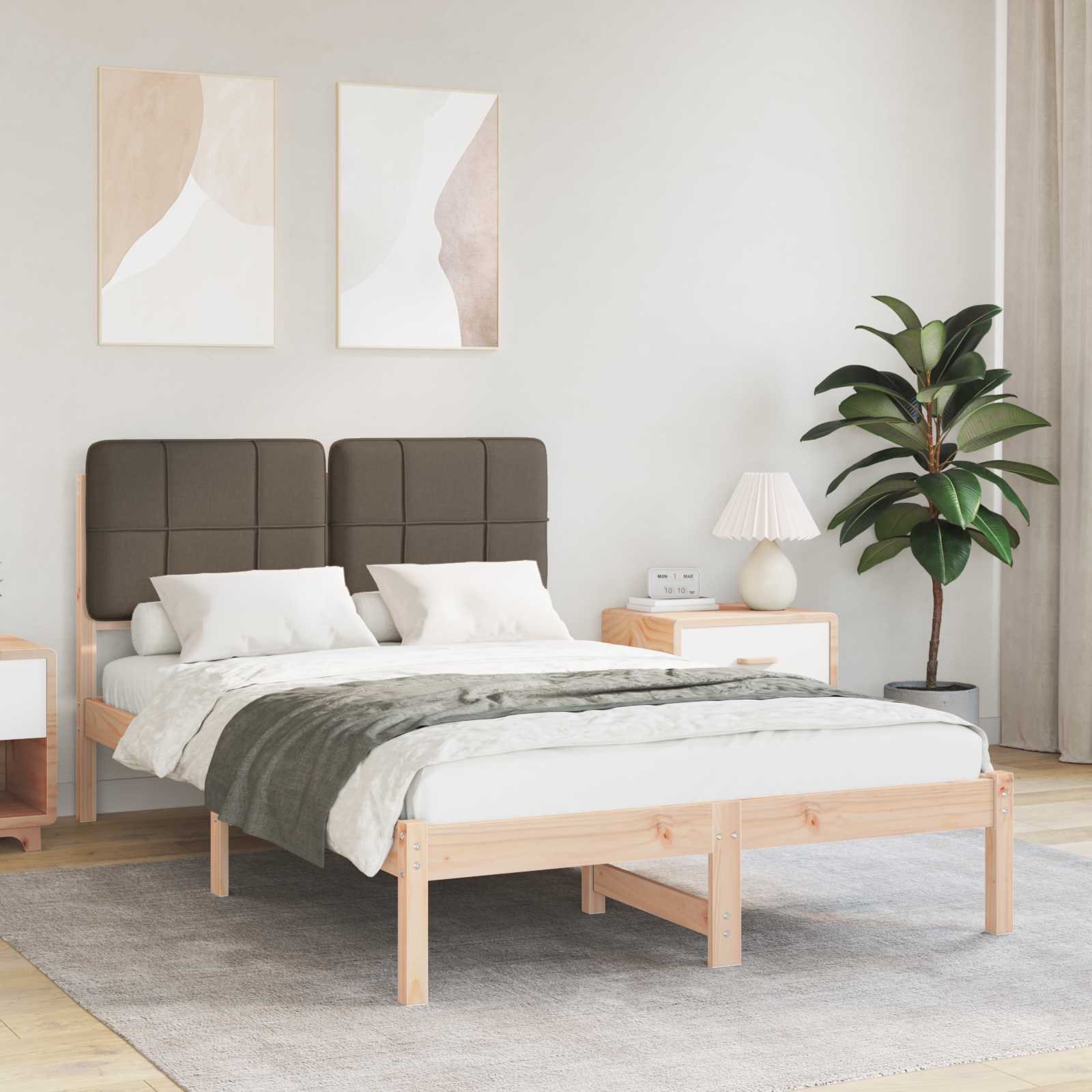 Bedframe met Gevoerd Hoofdgedeelte Taupe 120 x 190 cm is nu te koop bij PeponiXL, paradijselijk wonen!