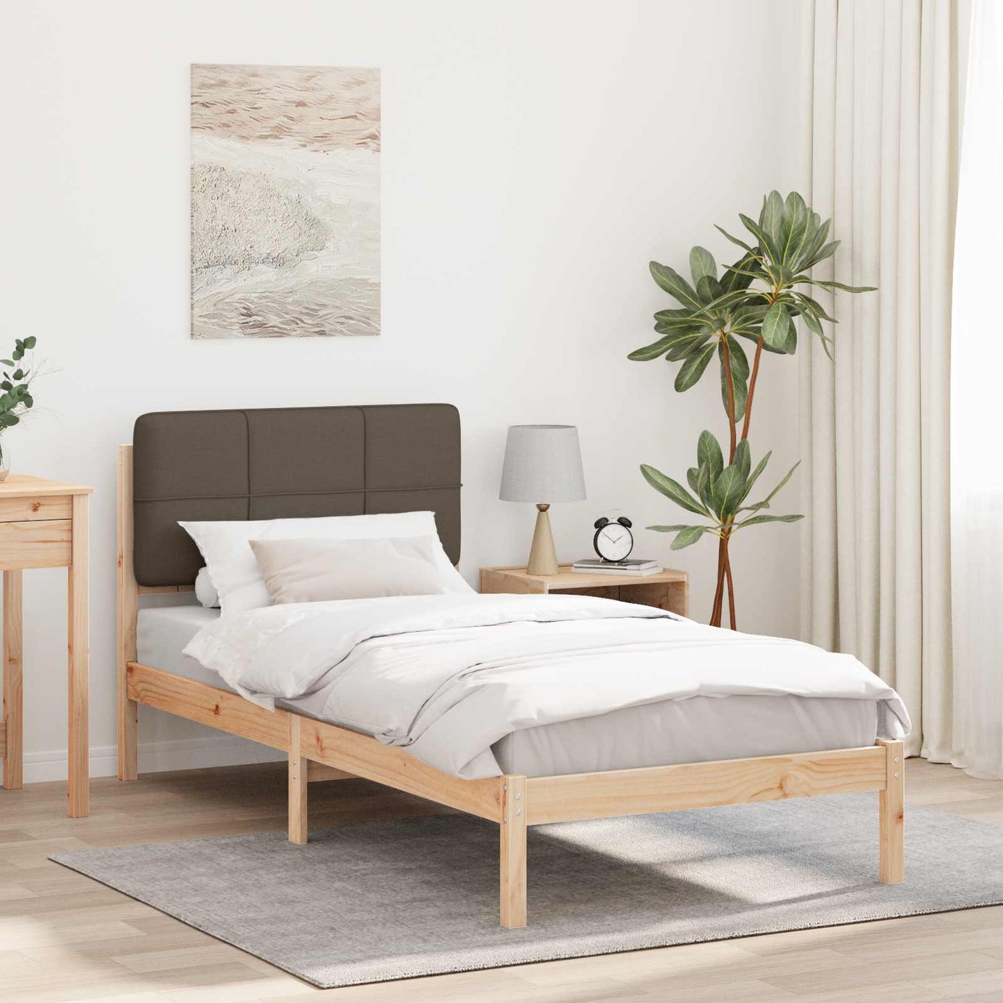 Bedframe met Gevoerd Hoofdgedeelte Taupe 100 x 200 cm is nu te koop bij PeponiXL, paradijselijk wonen!