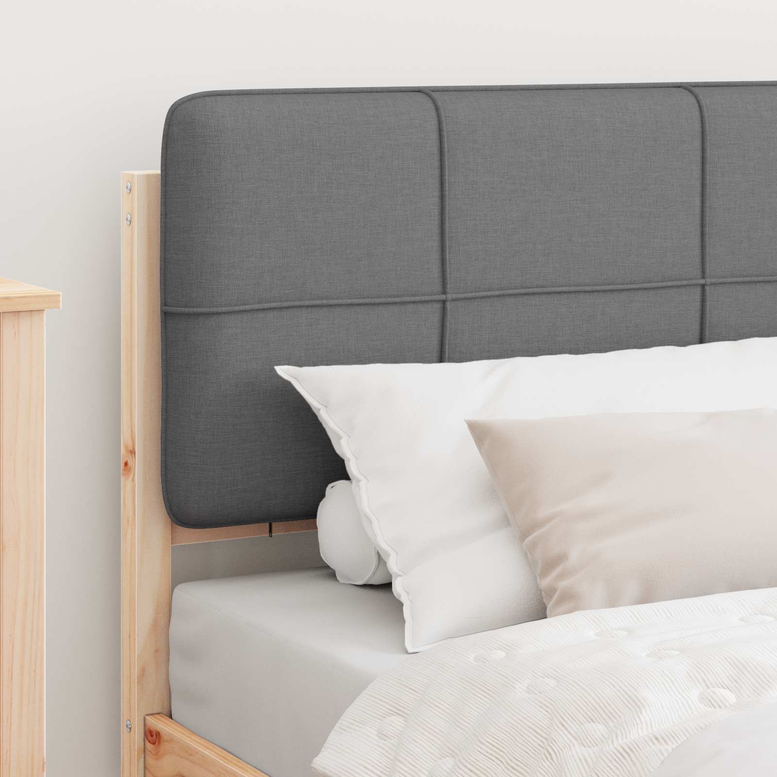 Bedframe met Gevoerd Hoofdgedeelte Lichtgrijs 90 x 200 cm is nu te koop bij PeponiXL, paradijselijk wonen!