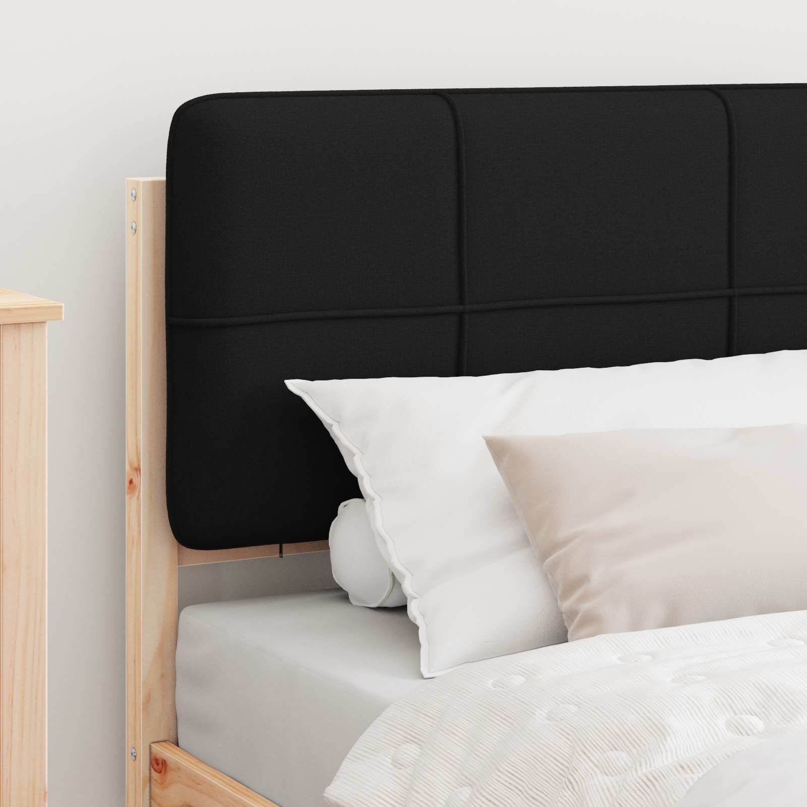 Bedframe met Gevoerd Hoofdgedeelte Zwart 90 x 200 cm is nu te koop bij PeponiXL, paradijselijk wonen!